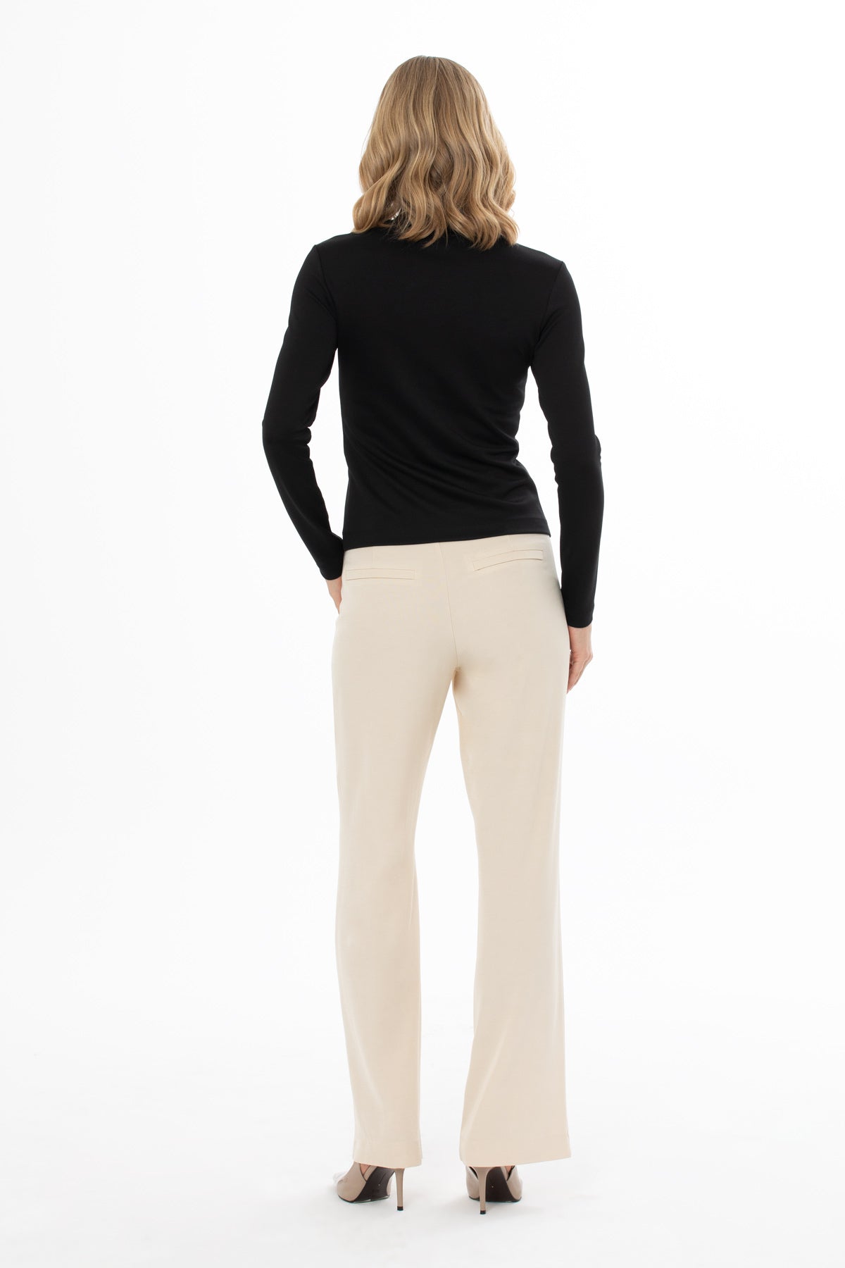 Black Pleated Turtleneck Blouse