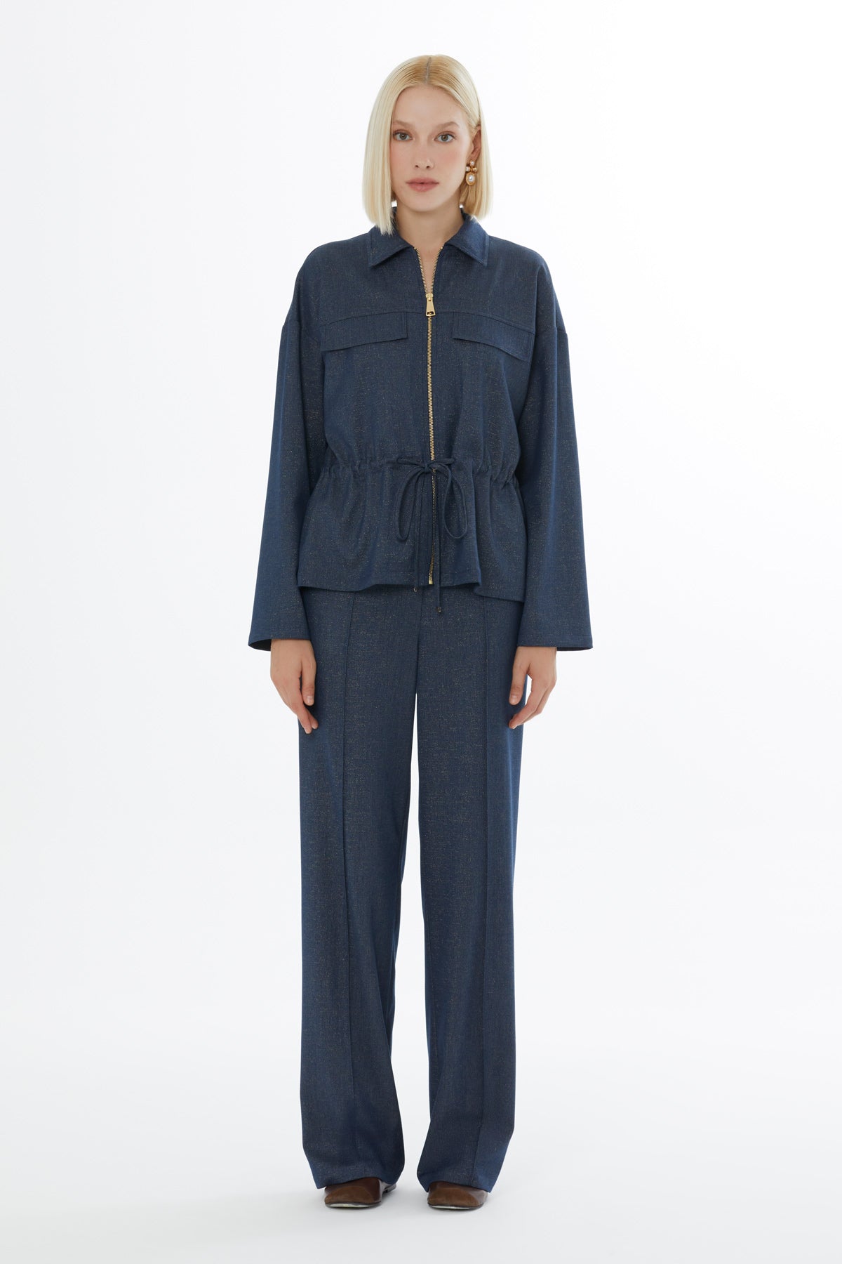 Navy Tracksuit Set with Elastic Waistband