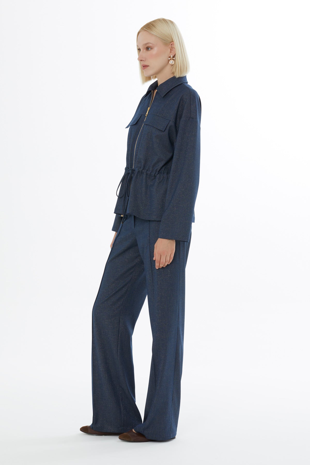 Navy Tracksuit Set with Elastic Waistband