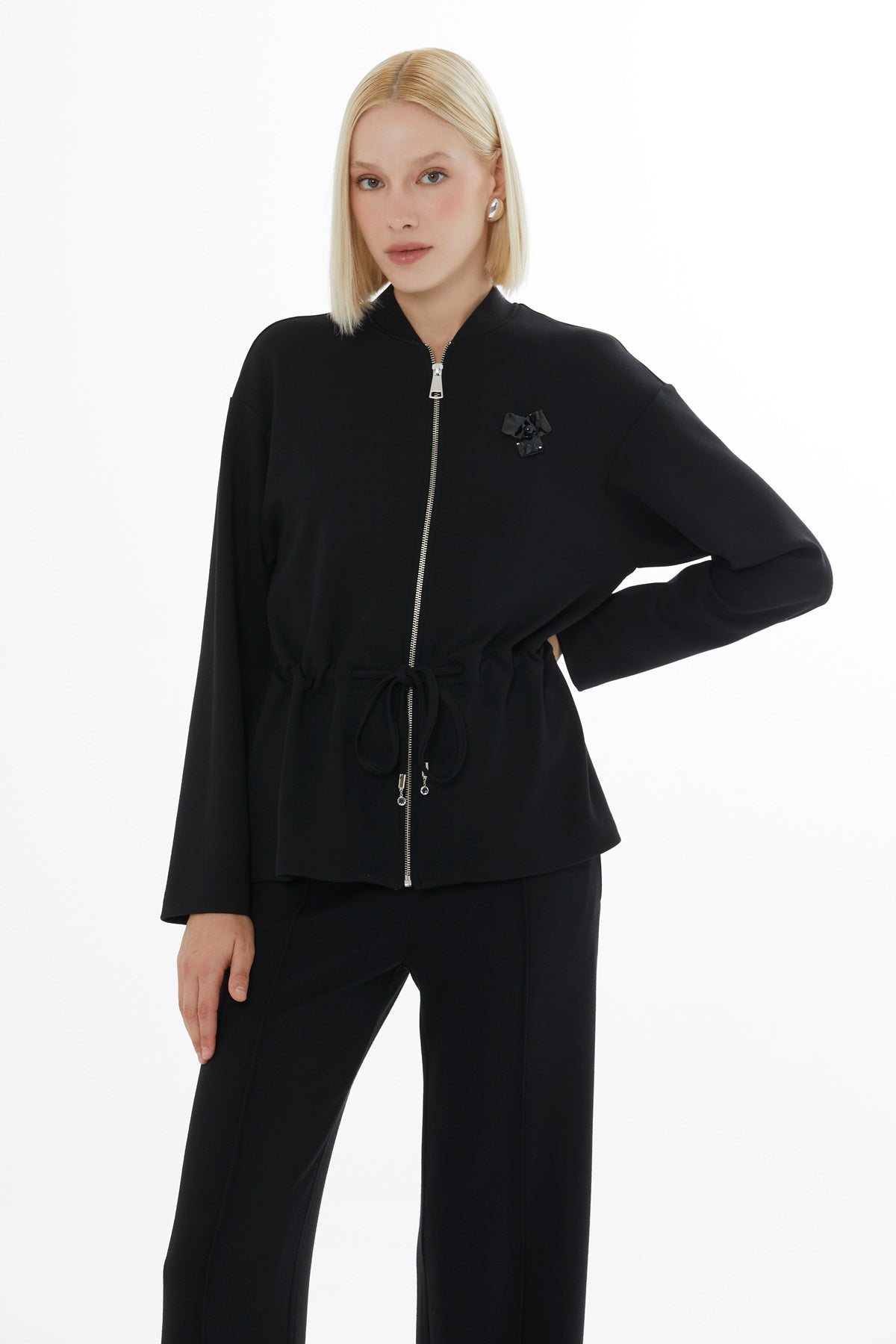 Black Drawstring Tracksuit