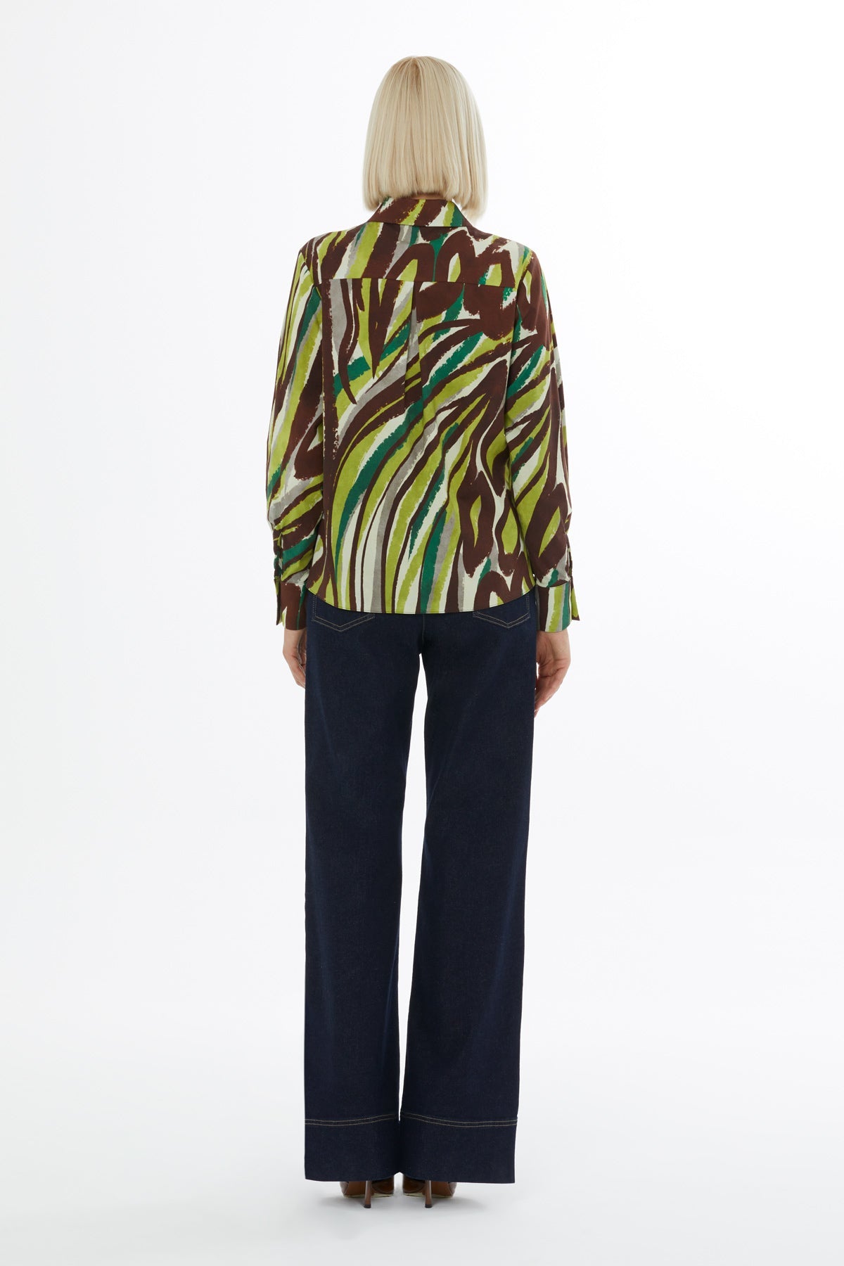 Blue Shirt with Patterned Floral Details