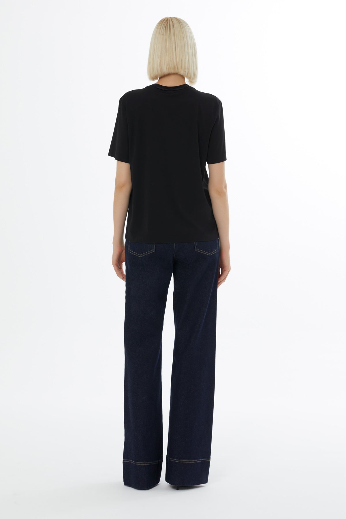 Black Minimalist Blouse with Accessory Details