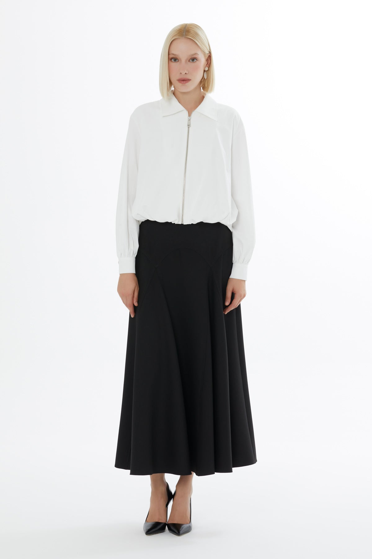 Ecru Modern-Cut Zip Jacket