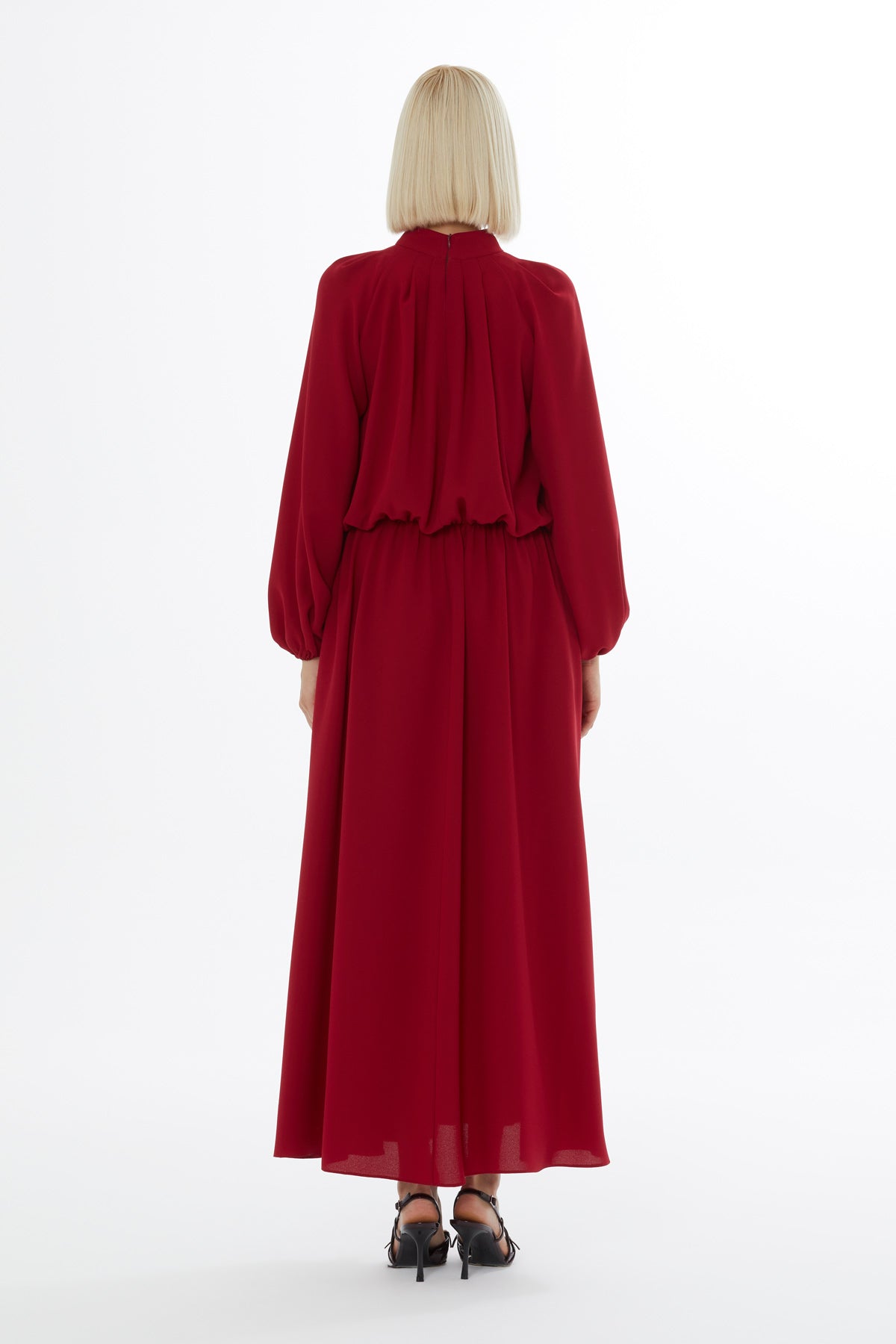 Long Sleeve Maxi Dress with Elastic Waist and Cuffs
