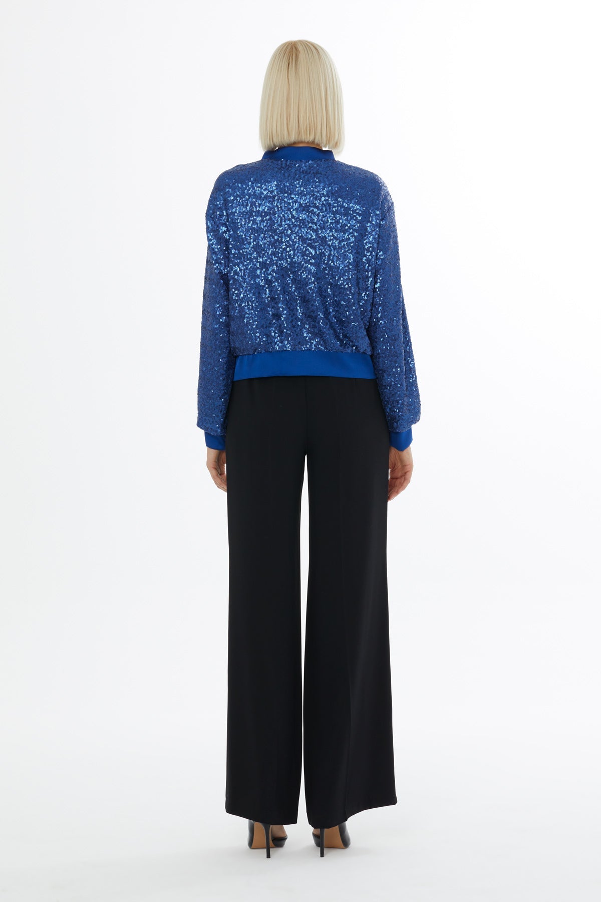 Sequin Zip-Front Bomber Jacket