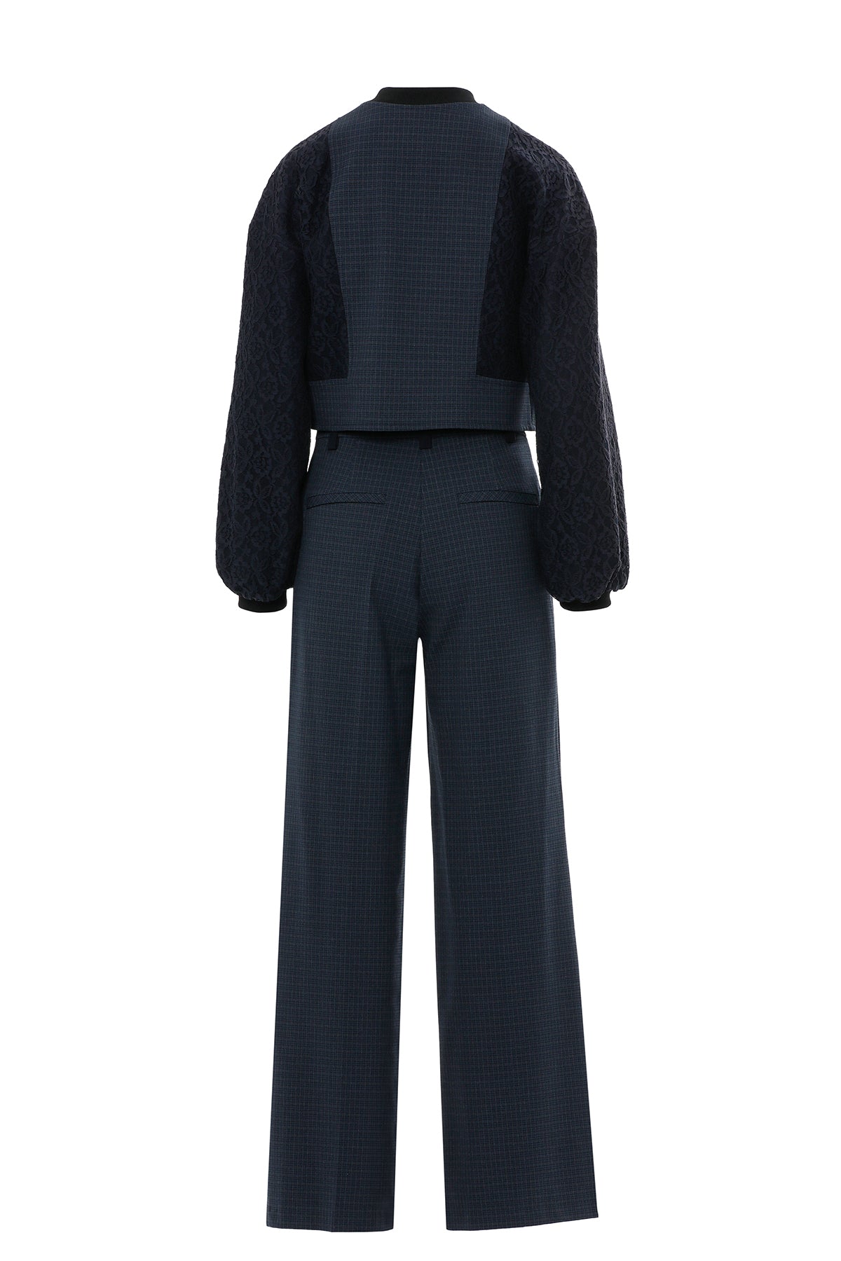 Navy Suit with Lace-Sleeve Jacket