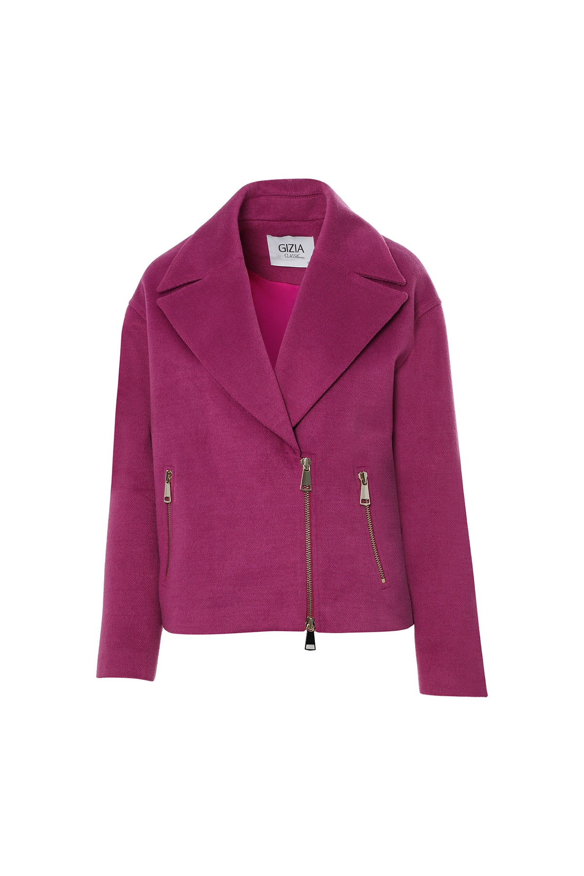 Metal Zipper Front Oversized  Coat