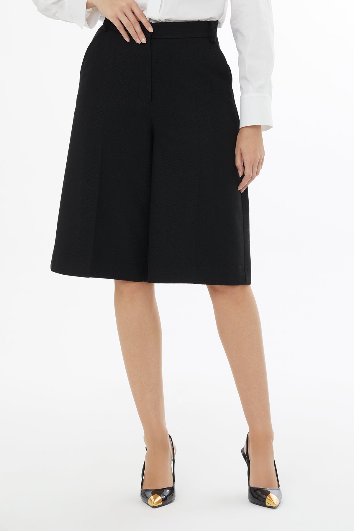 Black Shorts with Crease Detail