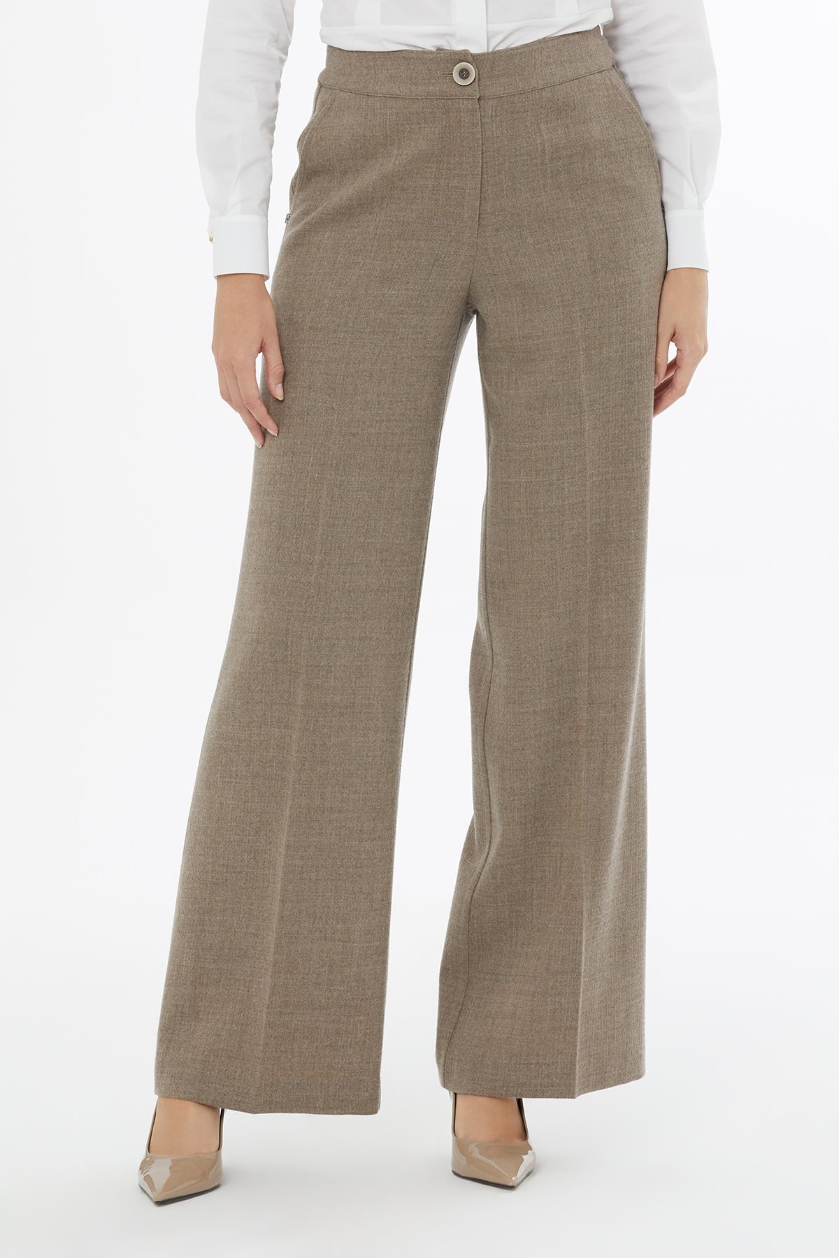Beige Loose Trousers with Pockets