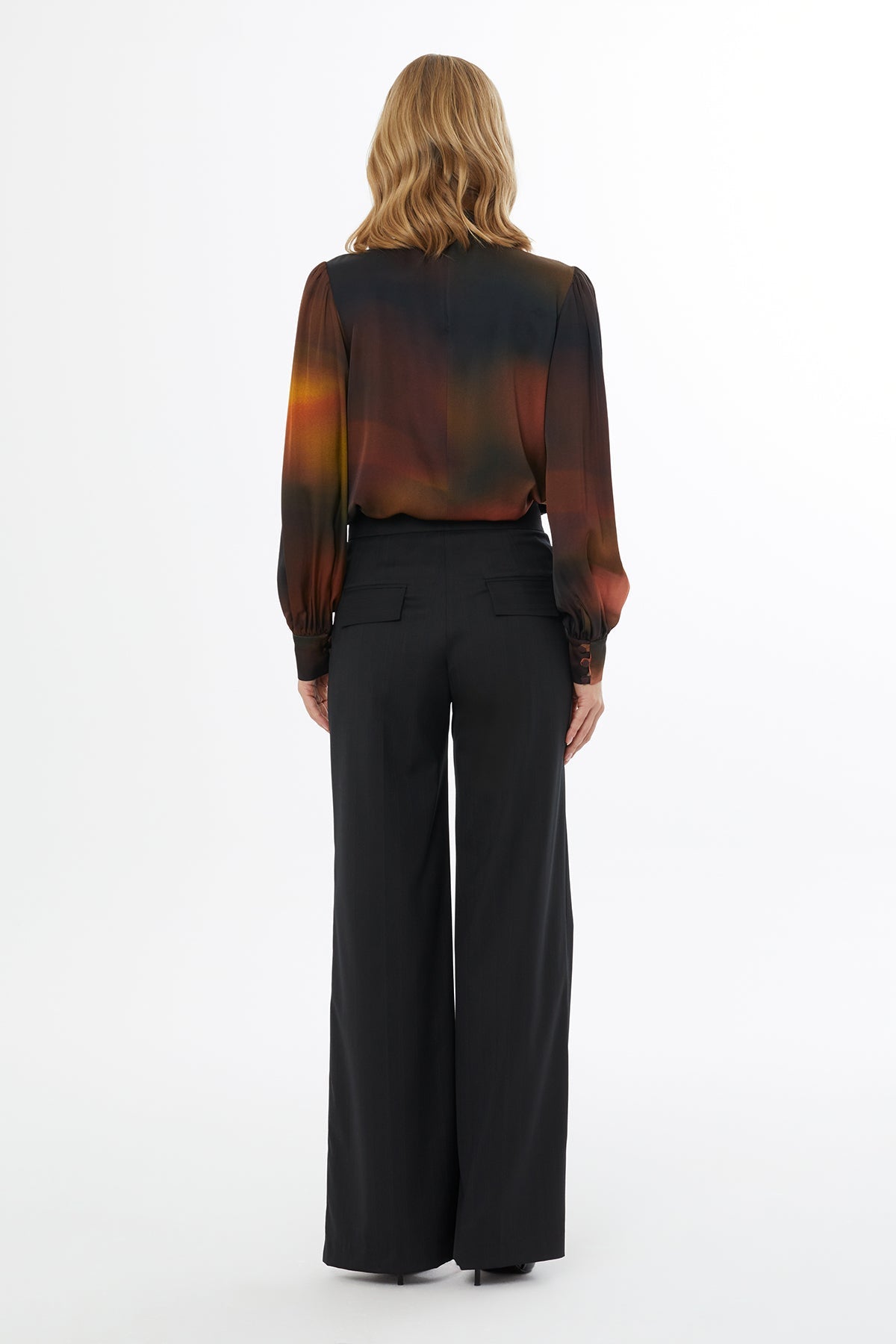 Printed Blouse with Buttoned Sleeves