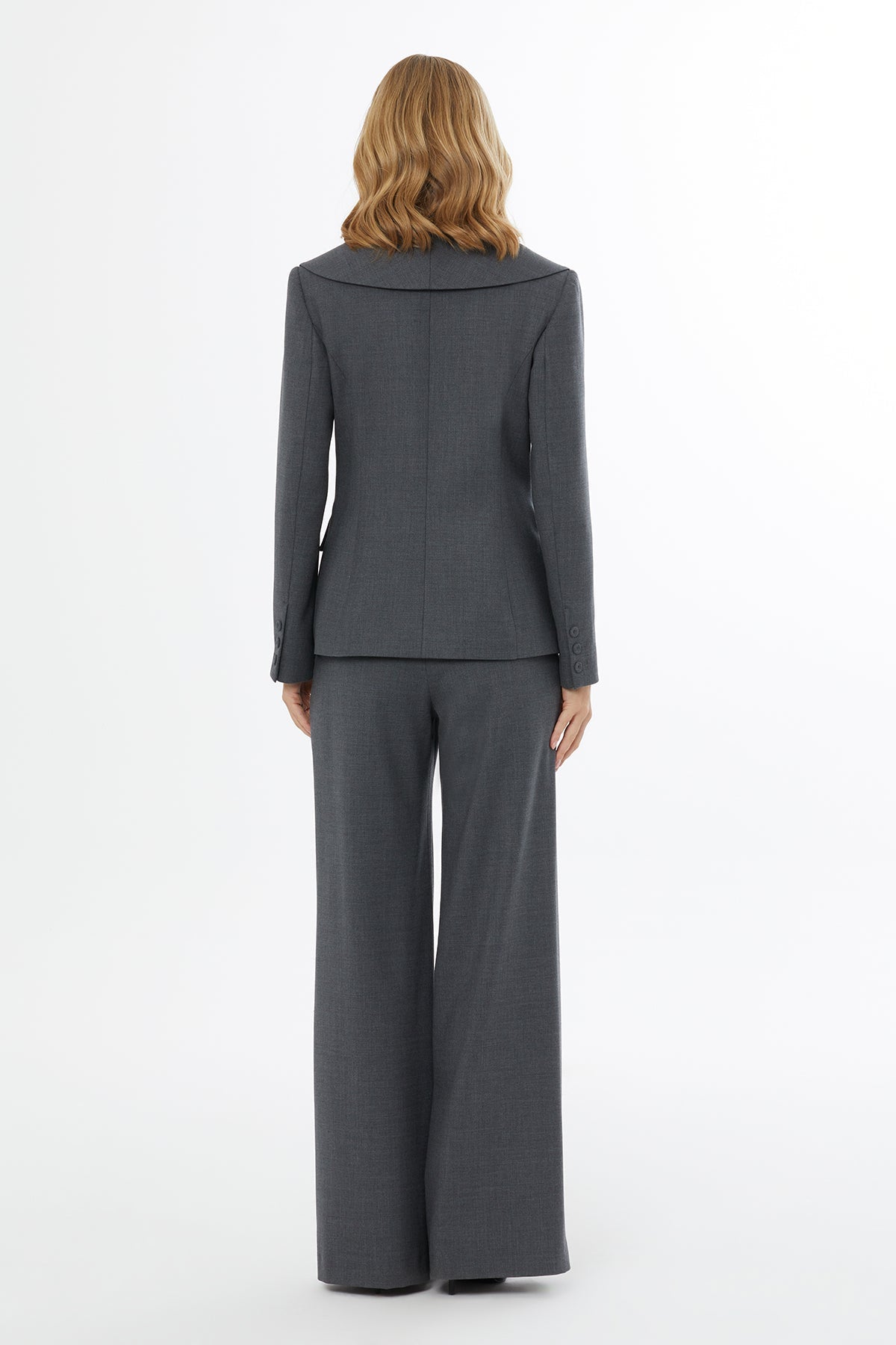 Grey Long-Sleeved Jacket with Buttons