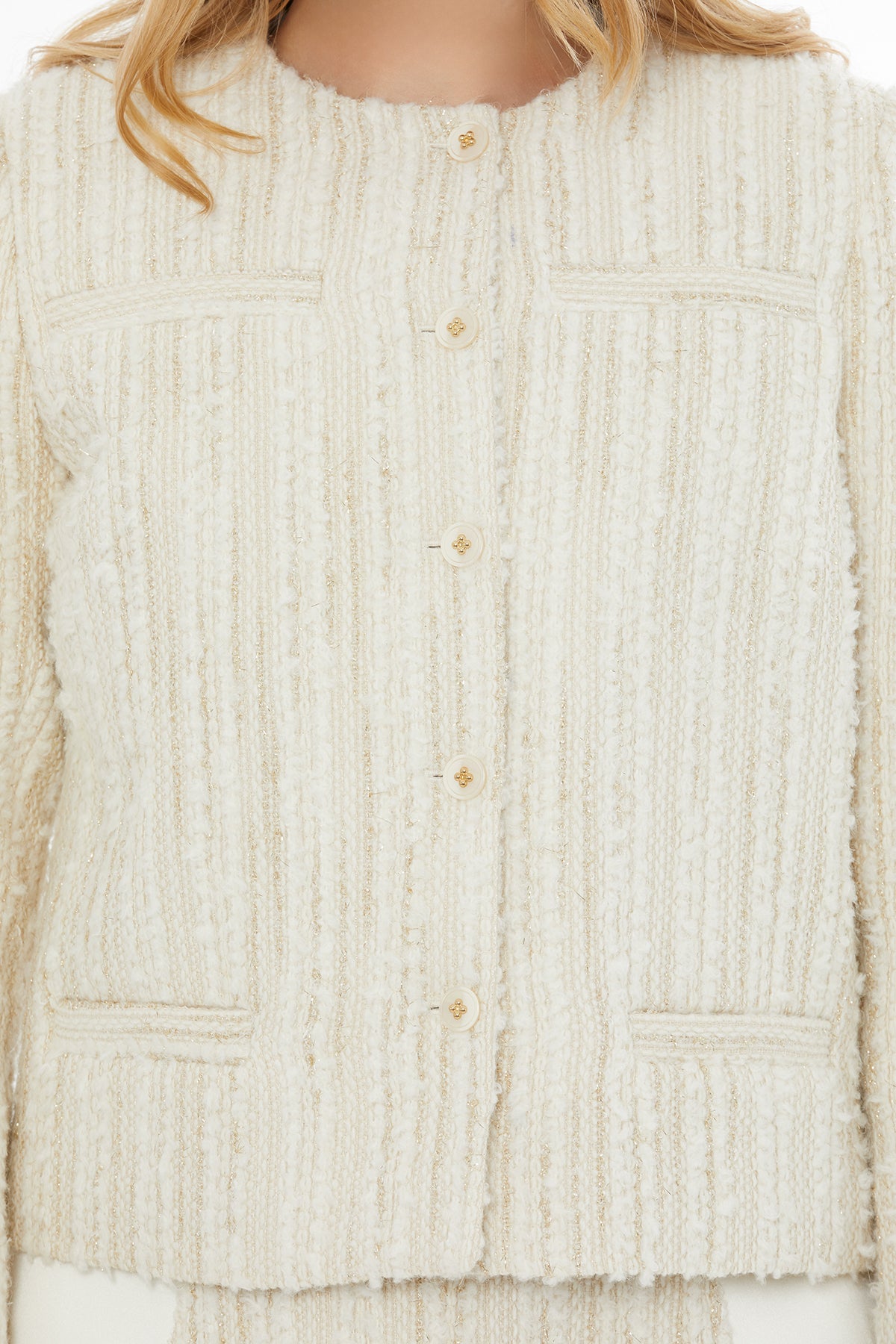 Ecru Jacket with Front Buttons
