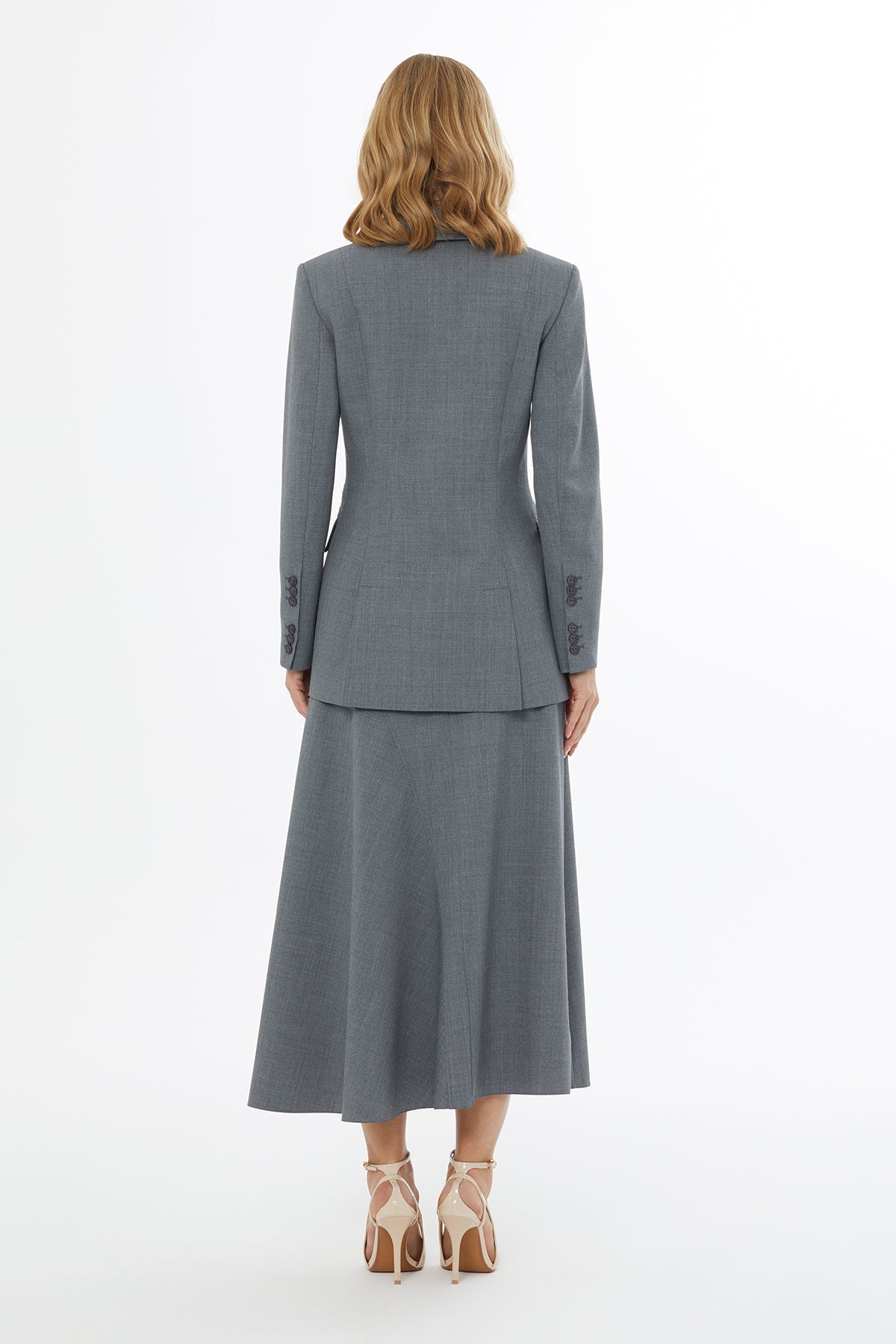 Grey Jacket with Buttoned Welt Pockets