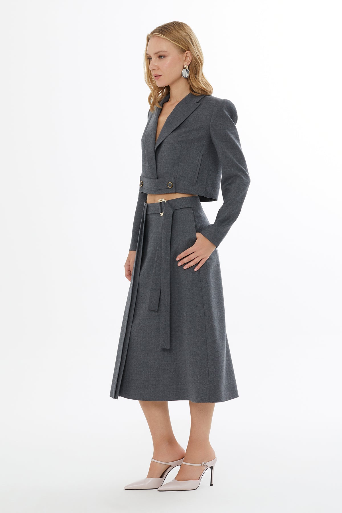 Grey Short Jacket with Buttons