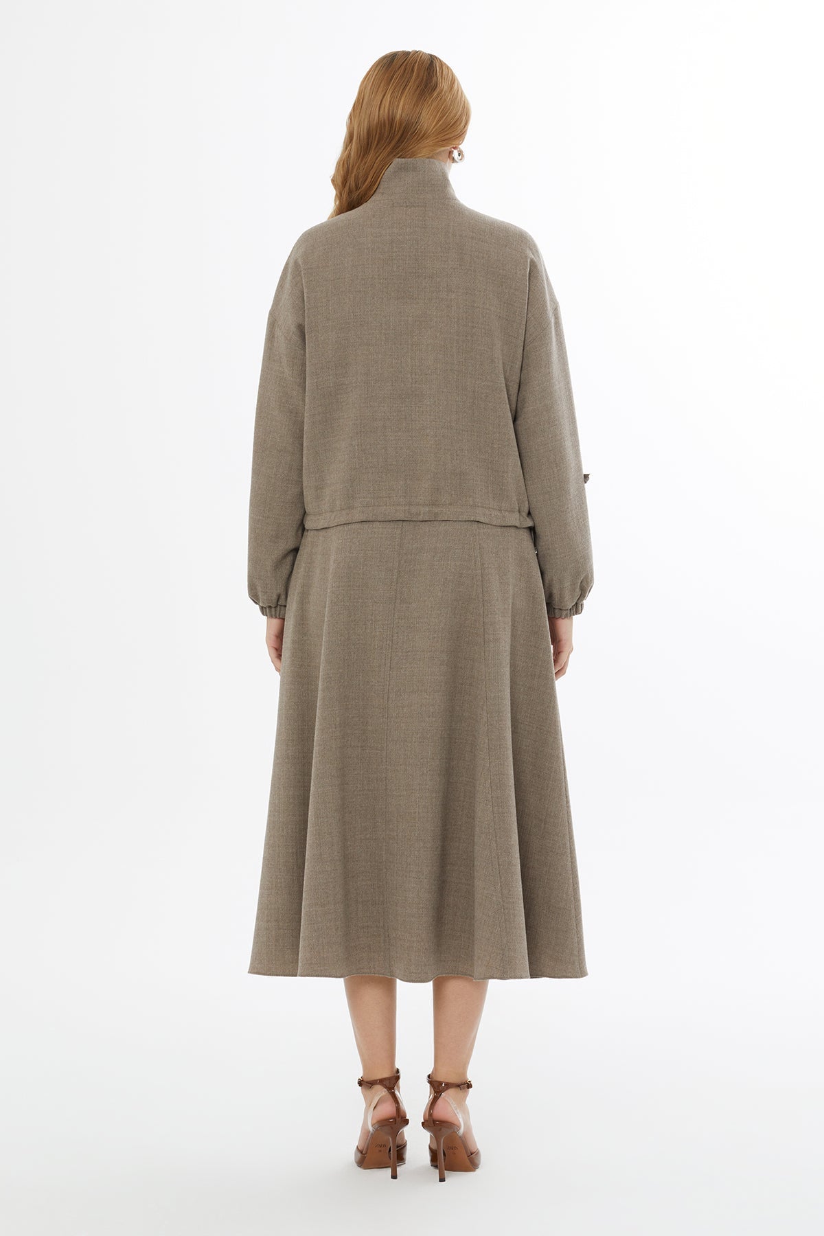 Beige Jacket with Metal Zipper