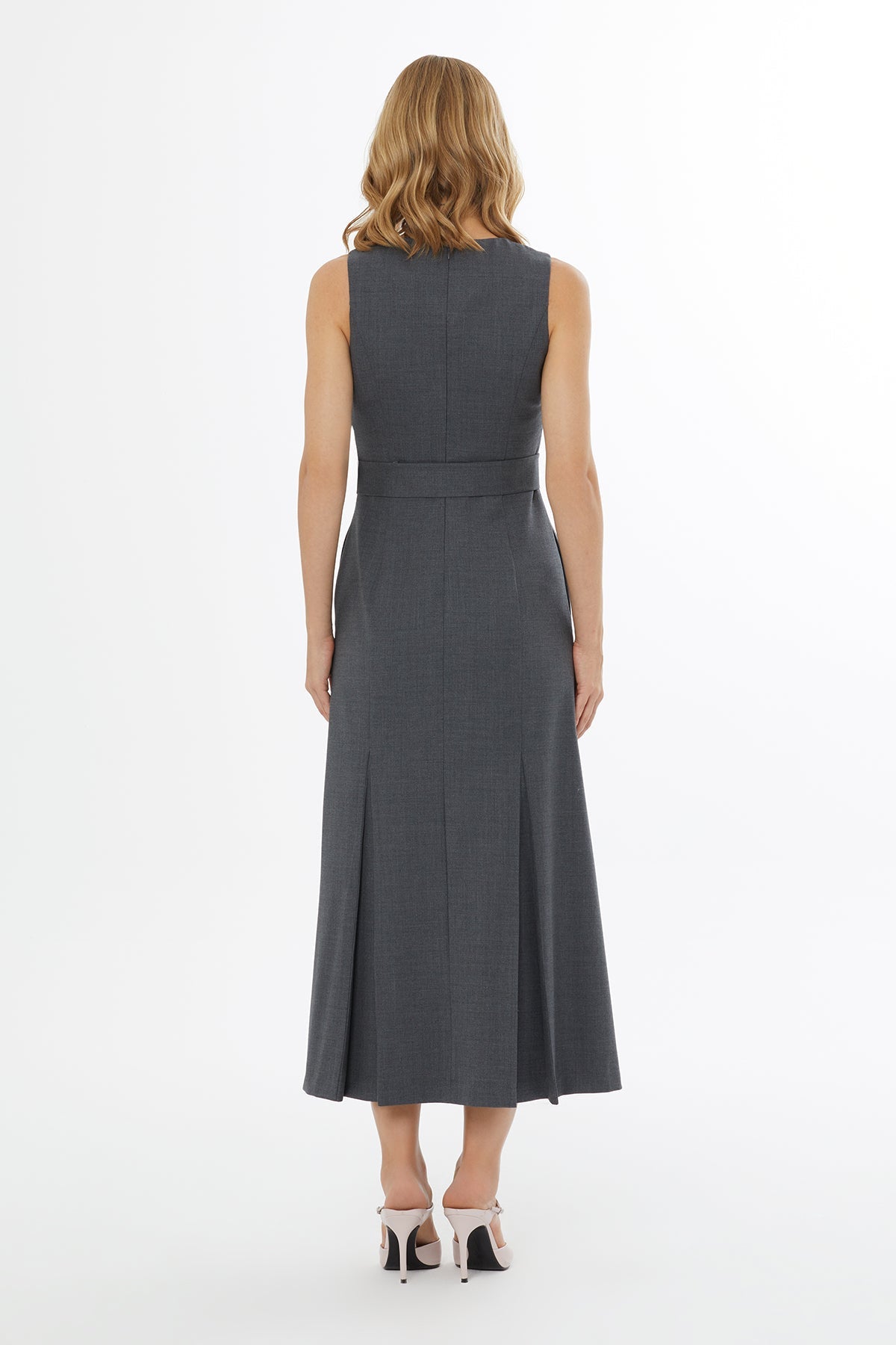 Grey Sleeveless Midi Dress