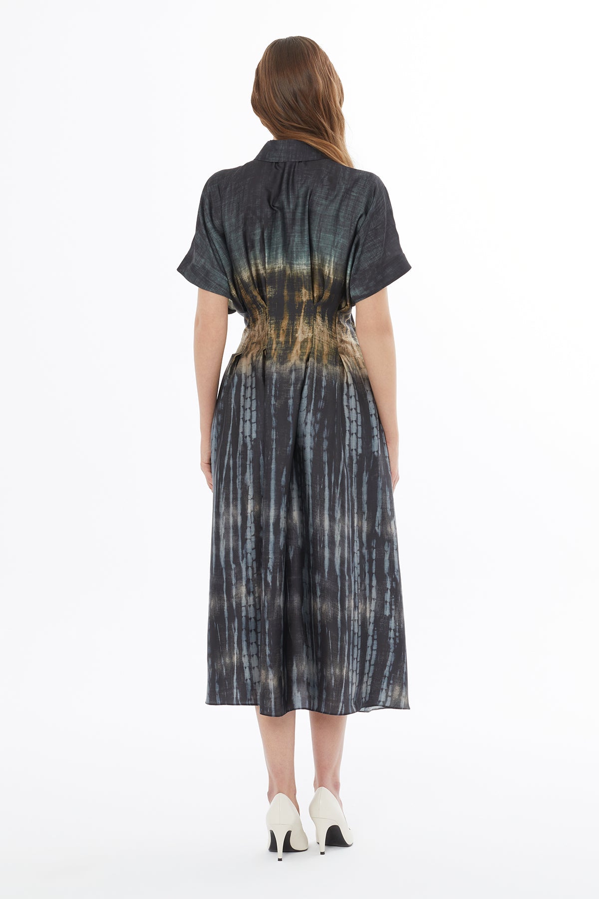 Printed Front-Buttoned Midi Dress