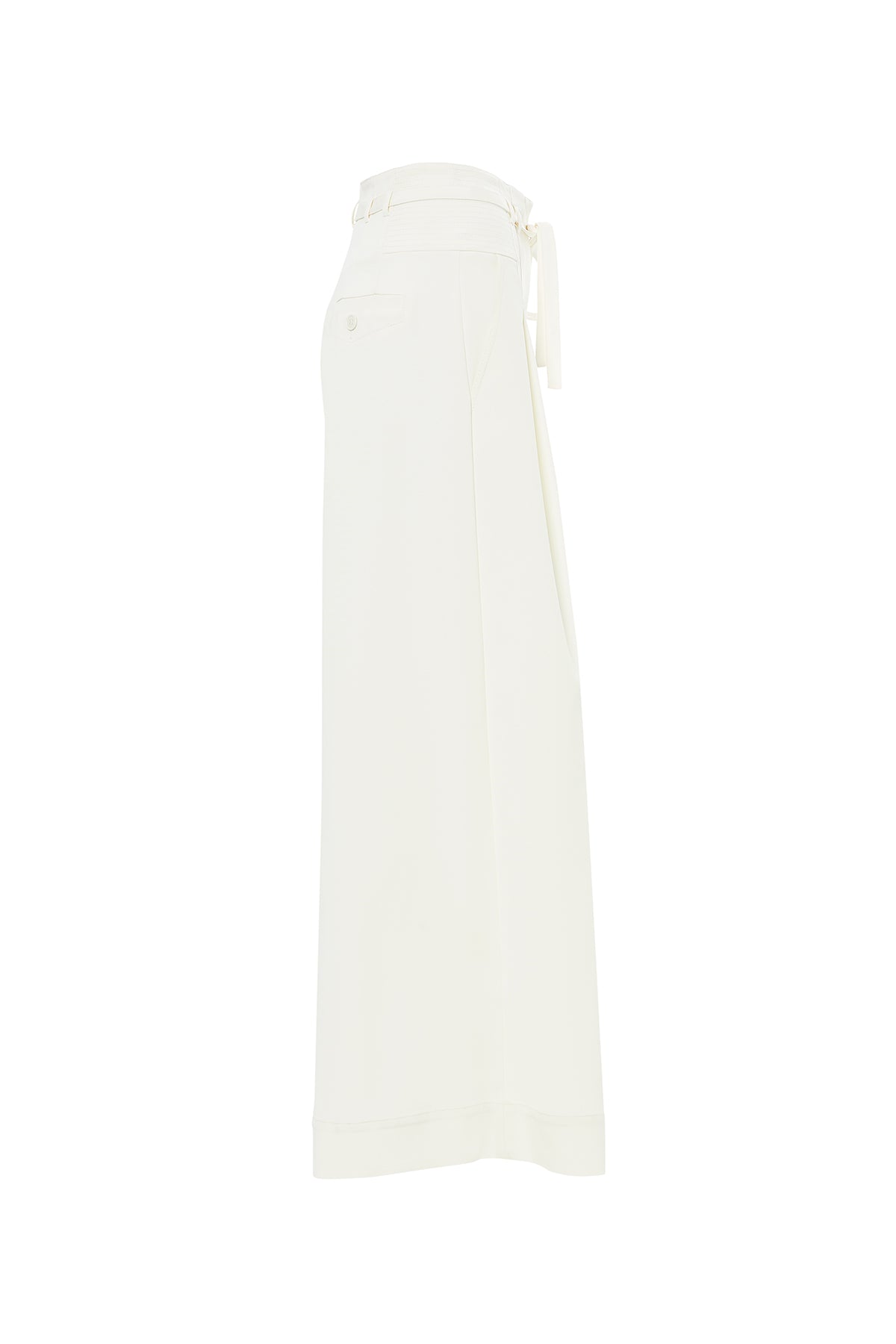 Ecru Palazzo Pants with Tie Detail