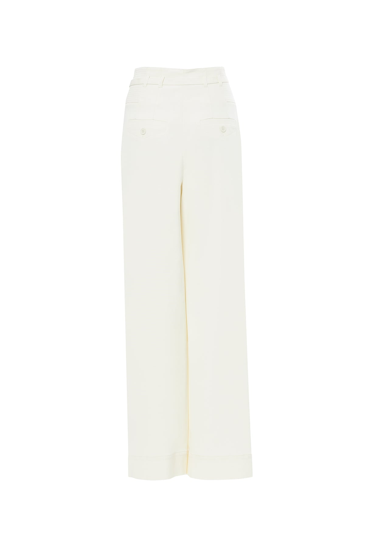 Ecru Palazzo Pants with Tie Detail