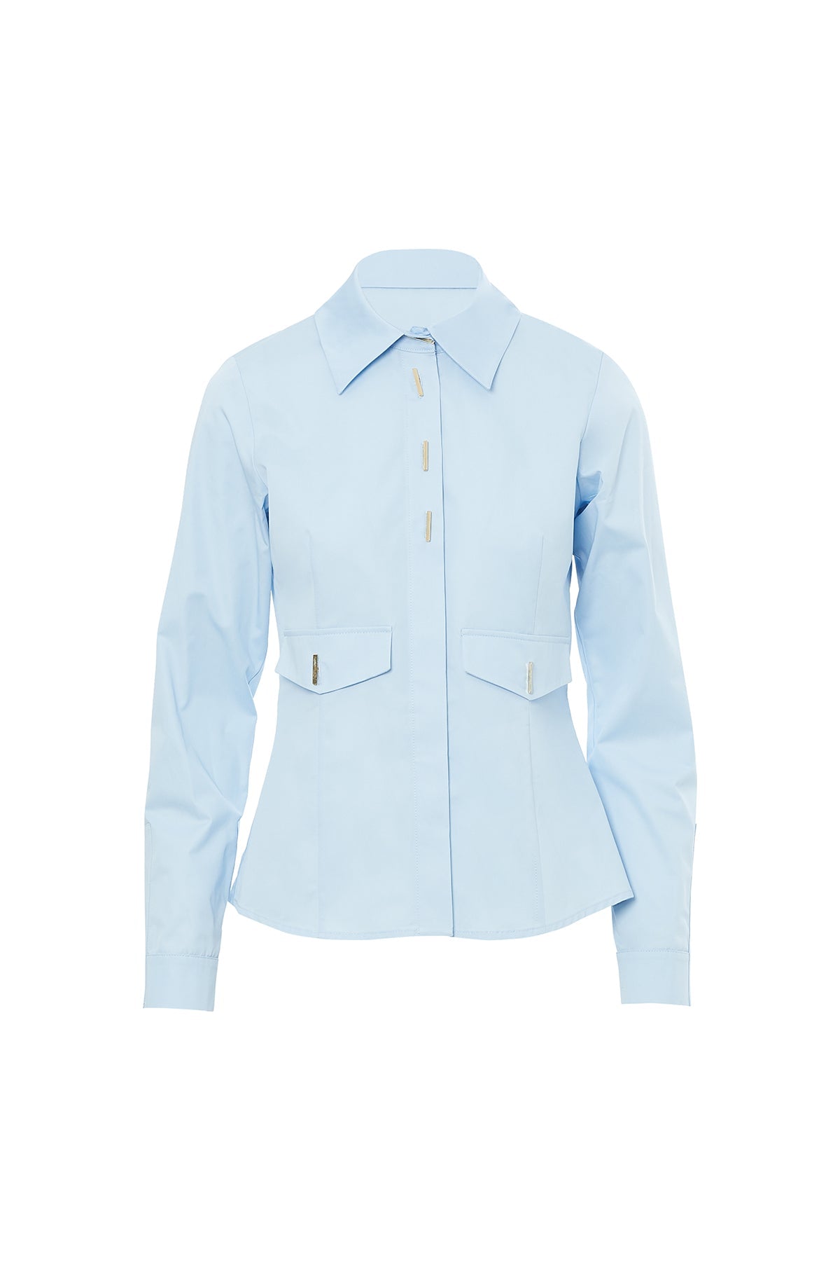 Blue Shirt with Buttoned Pocket Detail