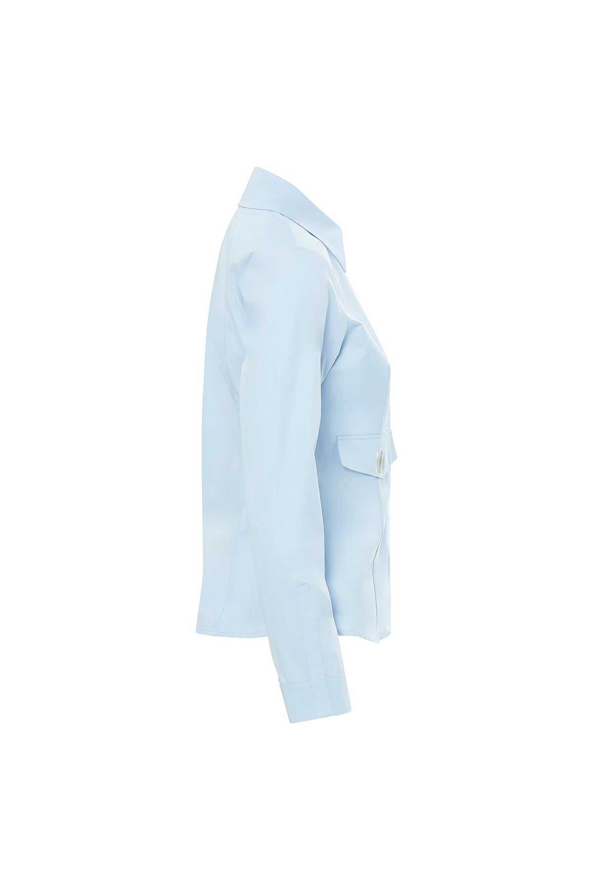Blue Shirt with Buttoned Pocket Detail