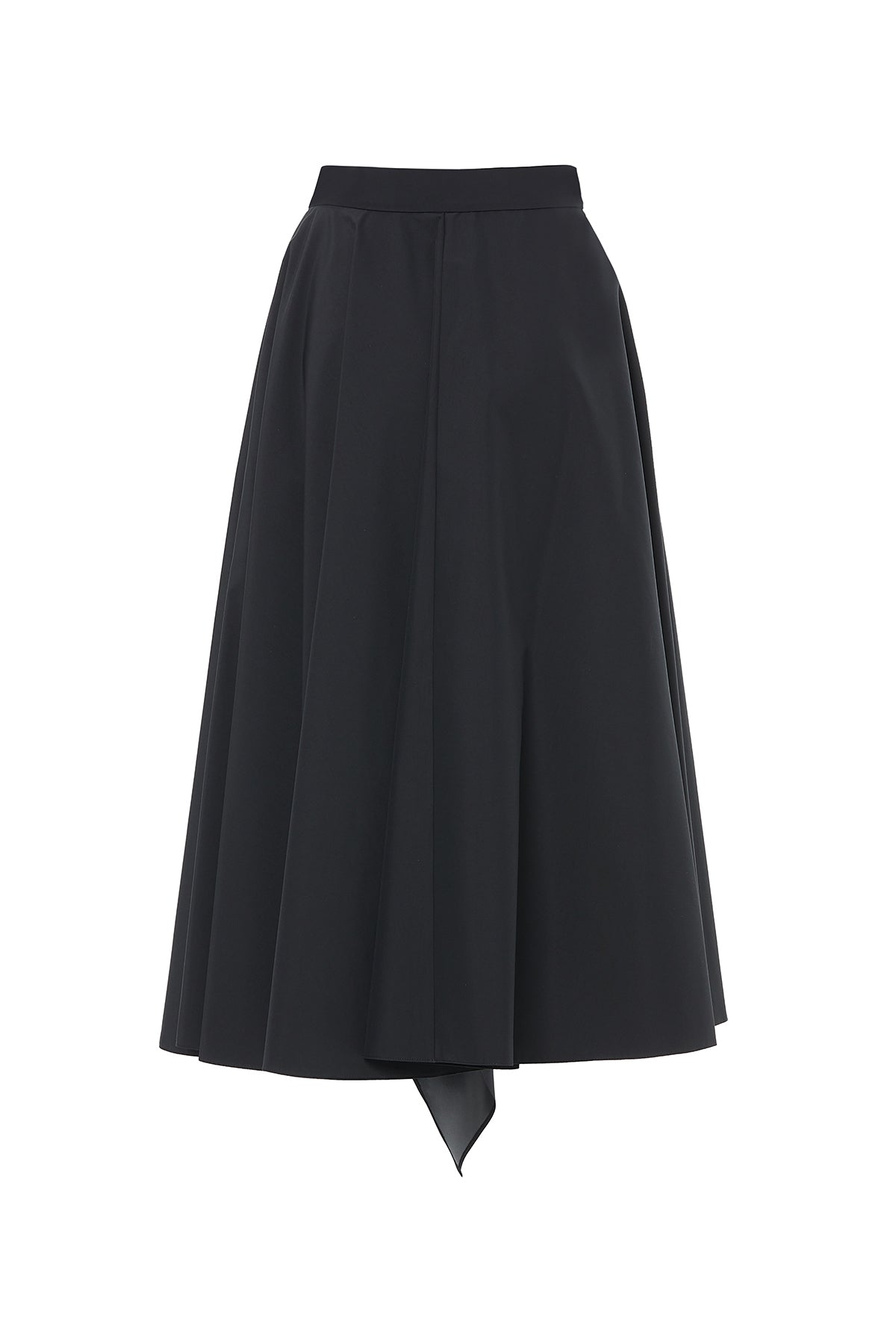 Black Asymmetrical Gathered Midi Skirt