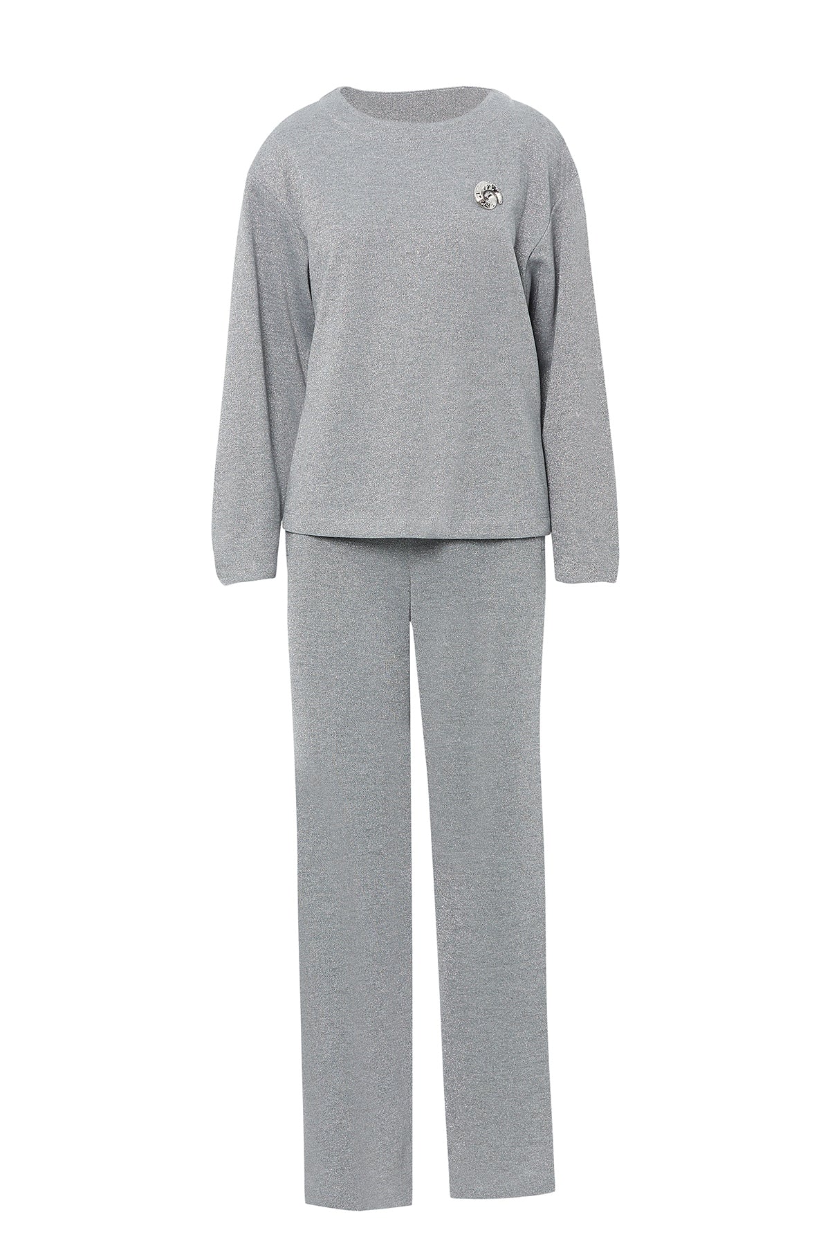 Grey Set with Brooch Detail