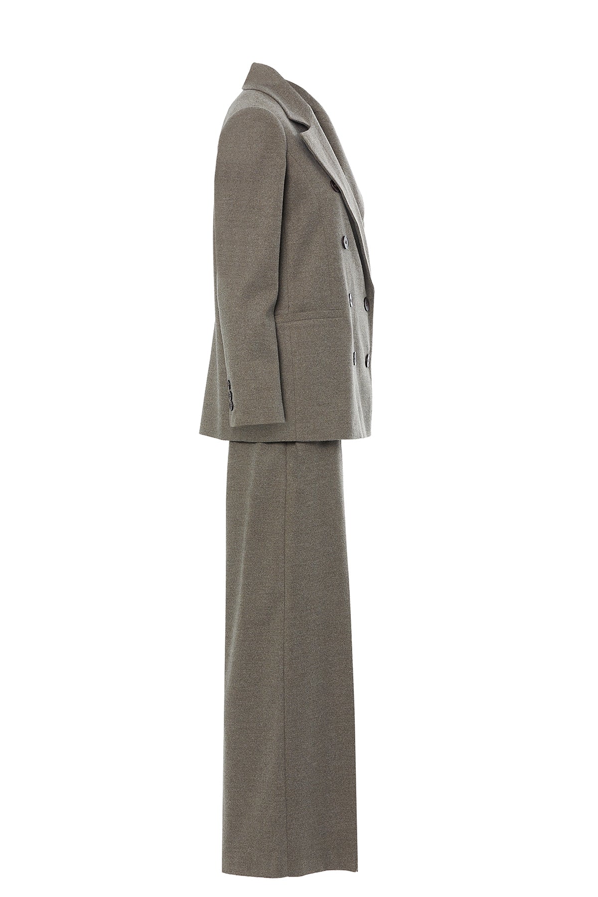 Beige Double-Breasted Jacket Suit