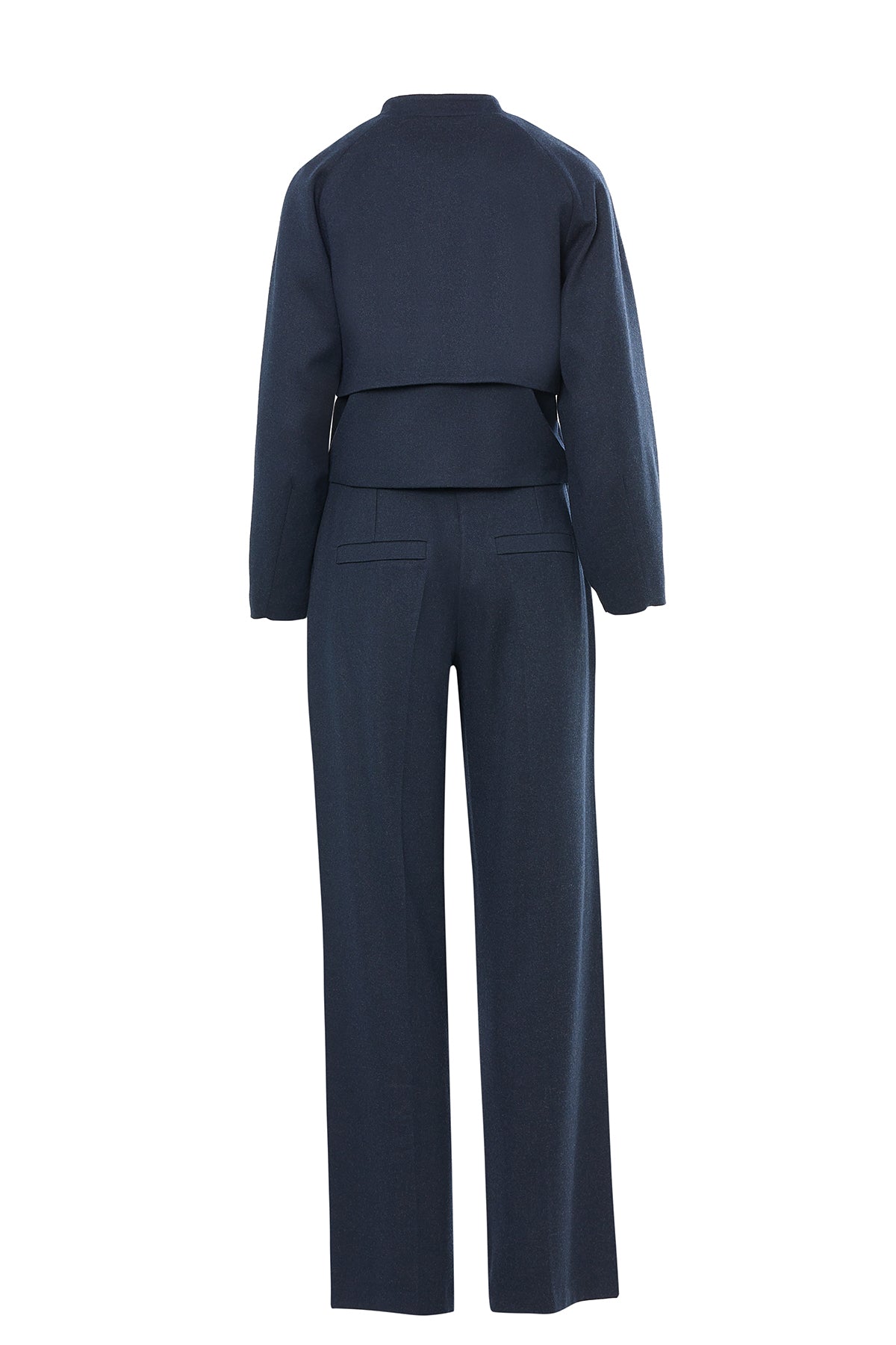 Navy Buttoned Short Jacket Suit