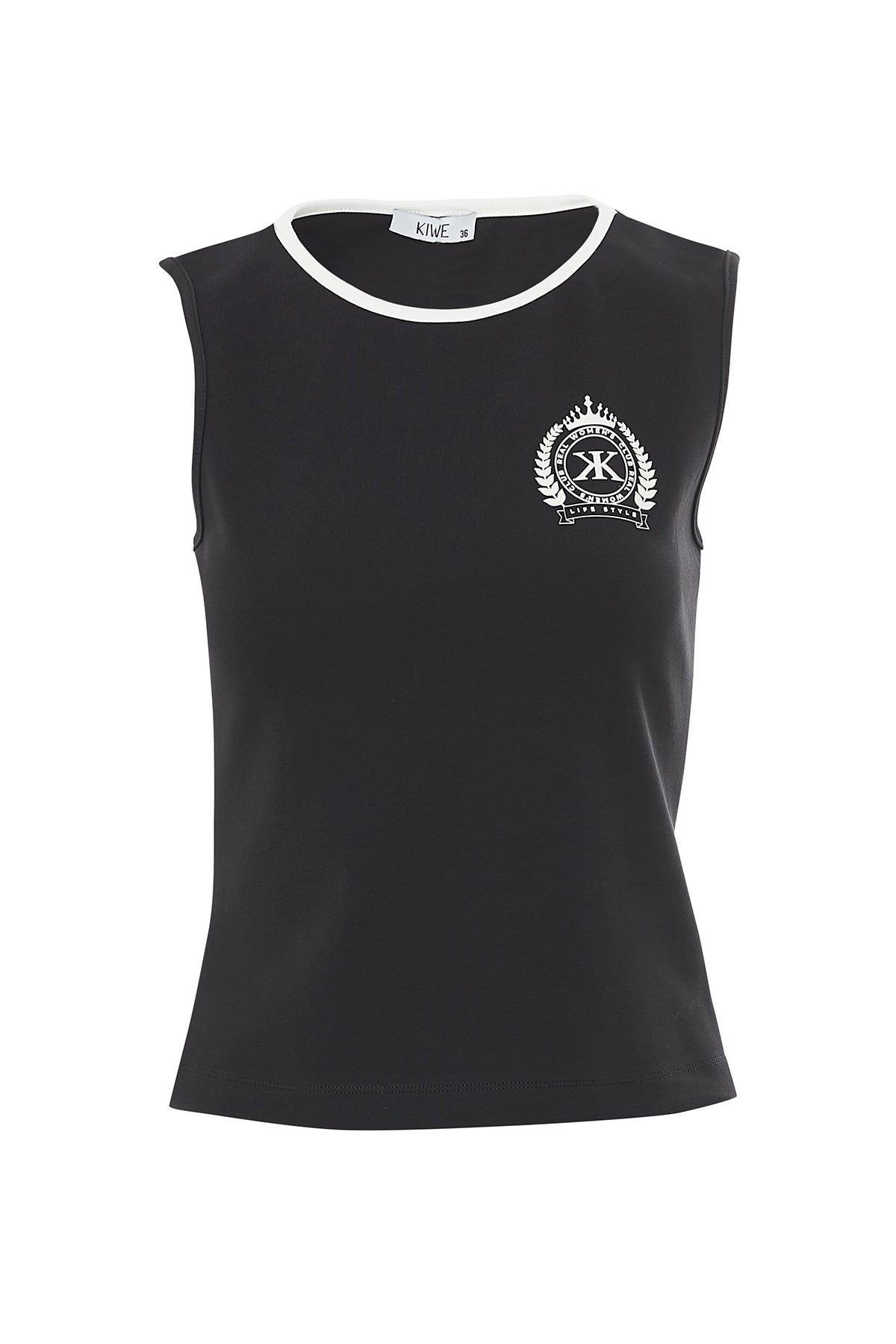 Black Sleeveless Crew-Neck Blouse