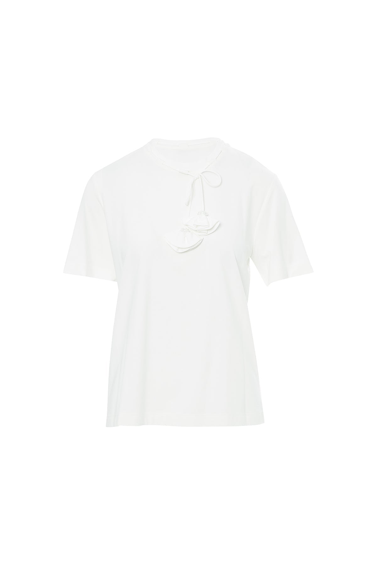 Ecru Minimalist Blouse with Accessory Details