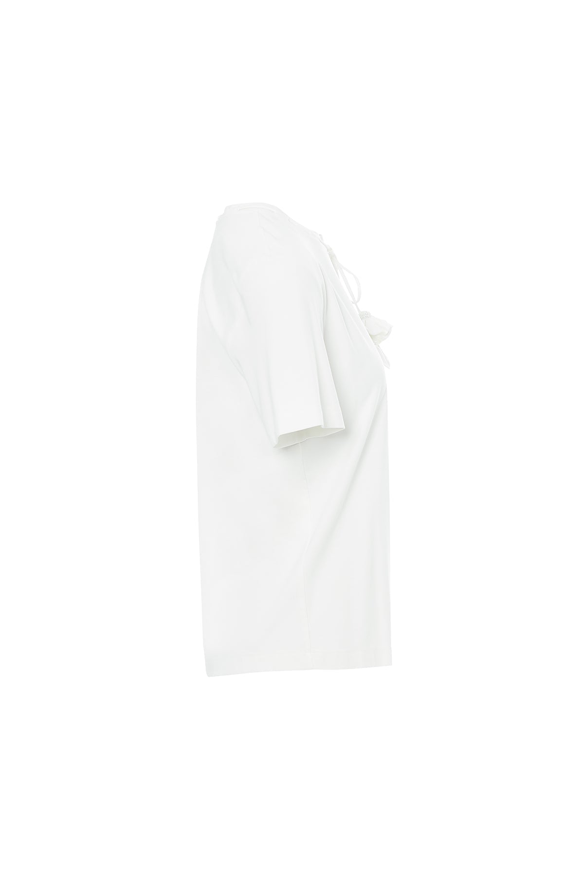 Ecru Minimalist Blouse with Accessory Details