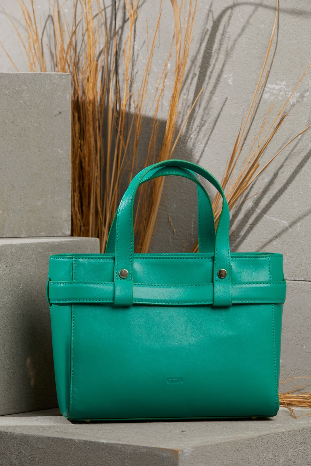 Adjustable  Leather Bag with Belt Buckle Detail