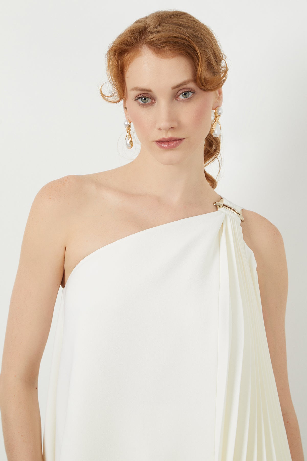 Ecru Back-Tie Slit Pocket Long Blouse