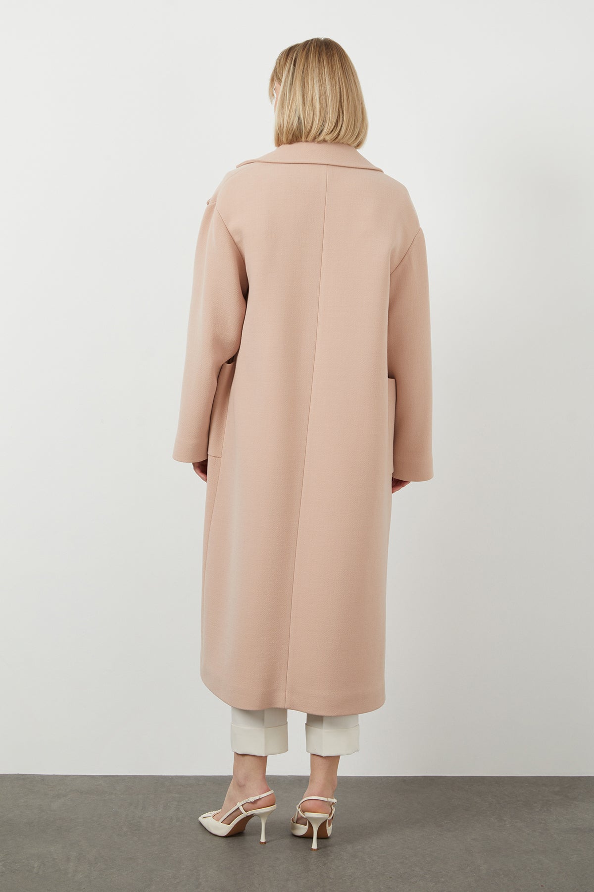 Embroidered Midi Wool Coat