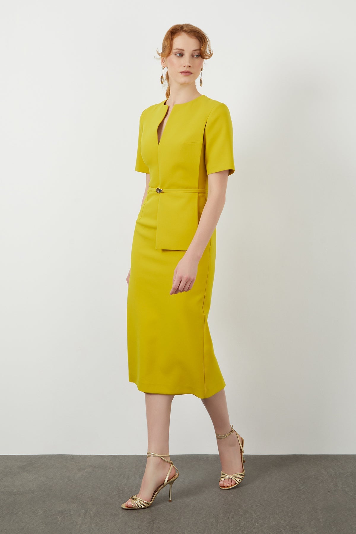Short Sleeve V Neck Long  Evening Dress
