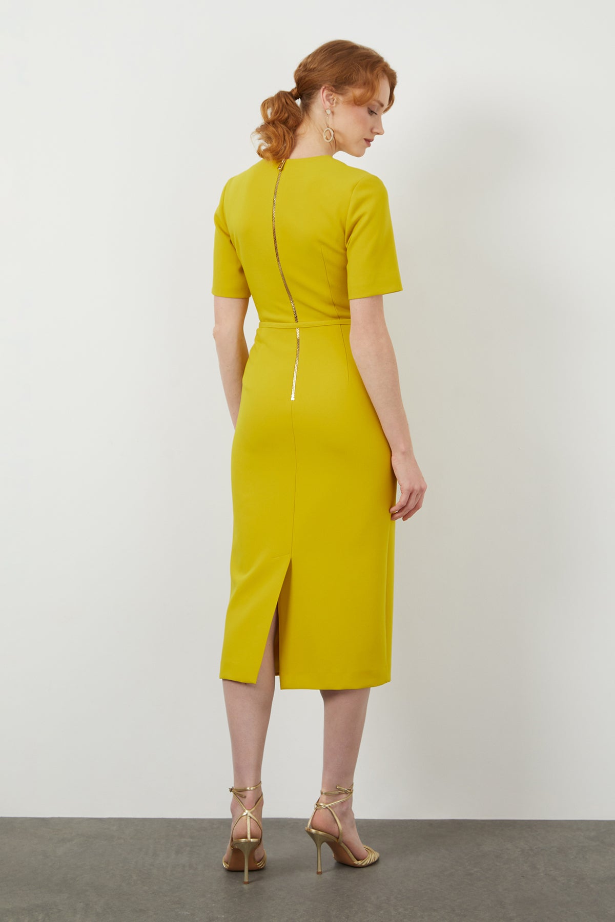 Short Sleeve V Neck Long  Evening Dress