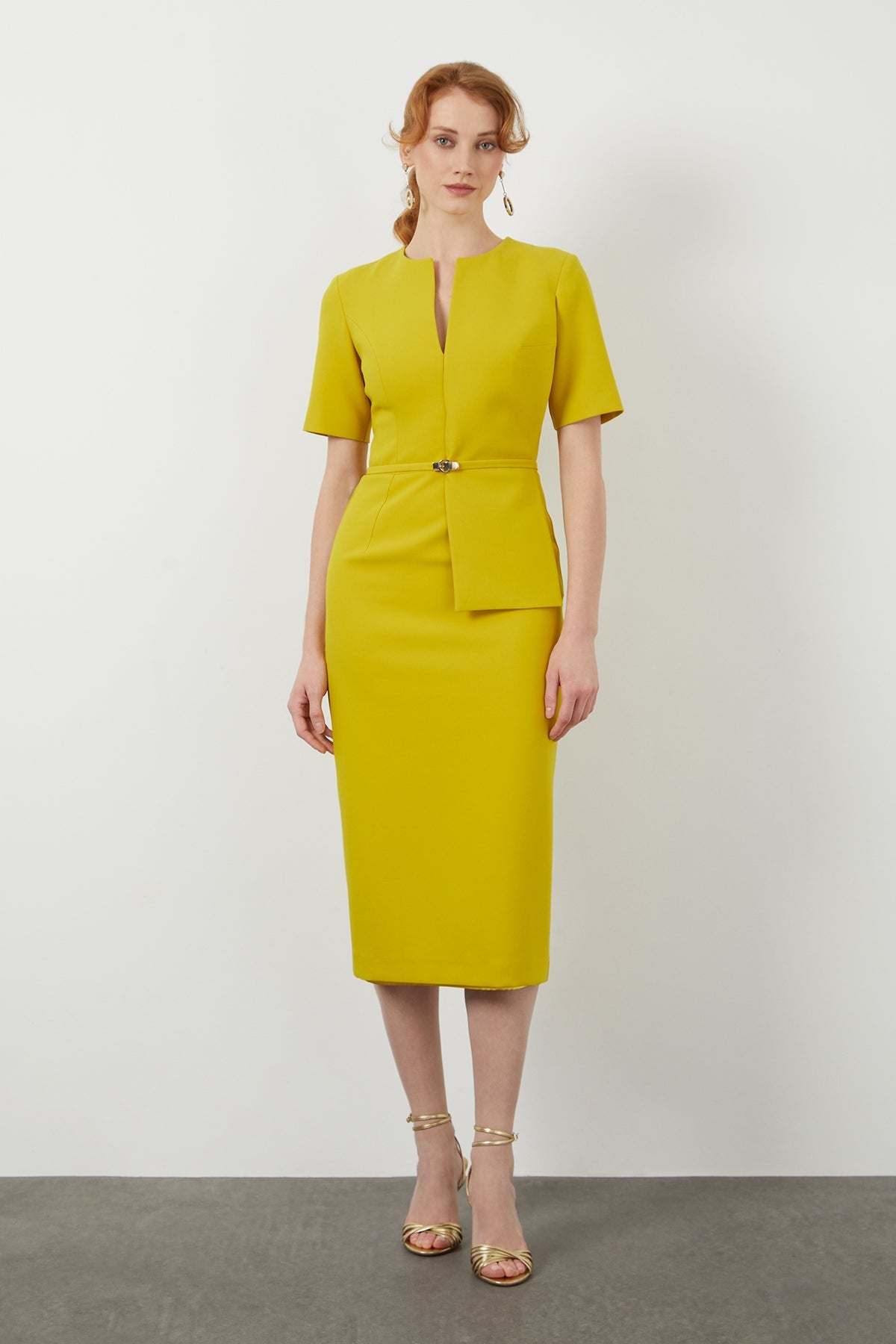 Short Sleeve V Neck Long  Evening Dress