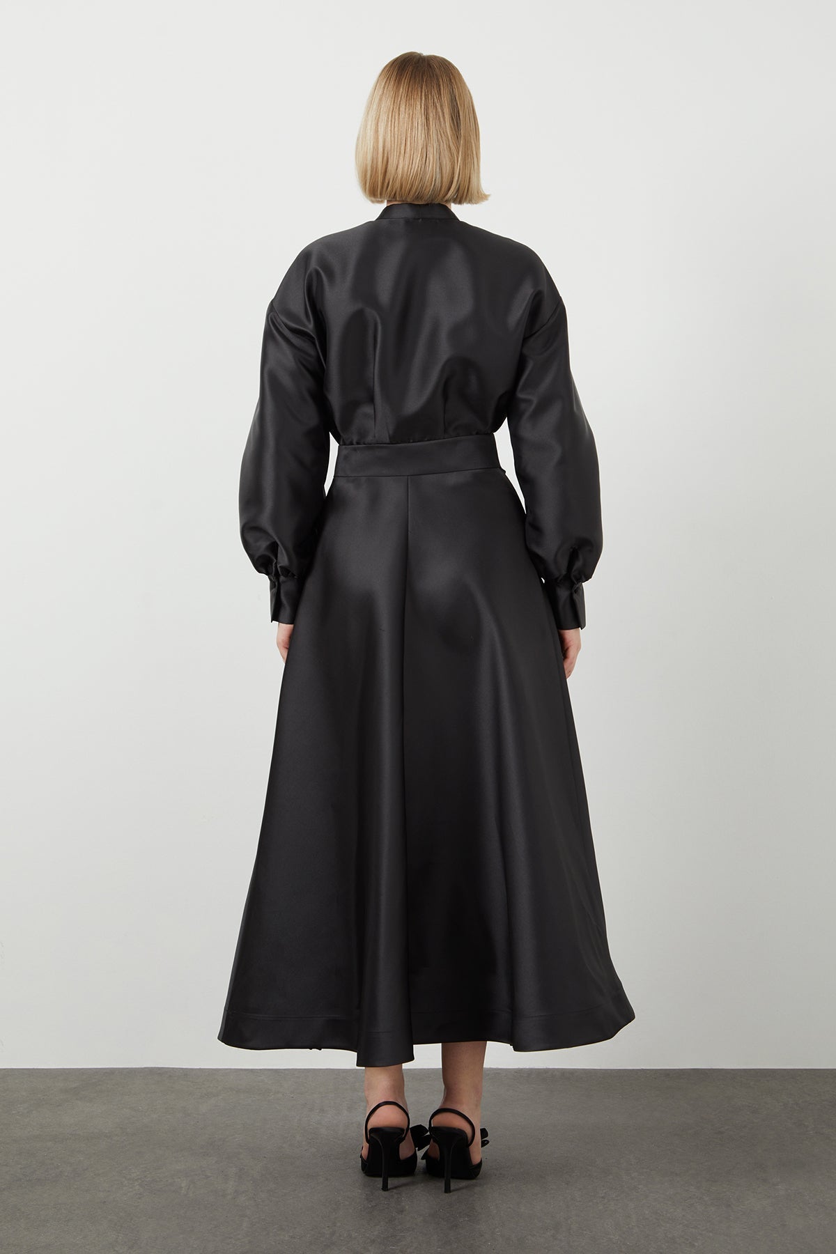 Black Bow-Detail Midi Dress