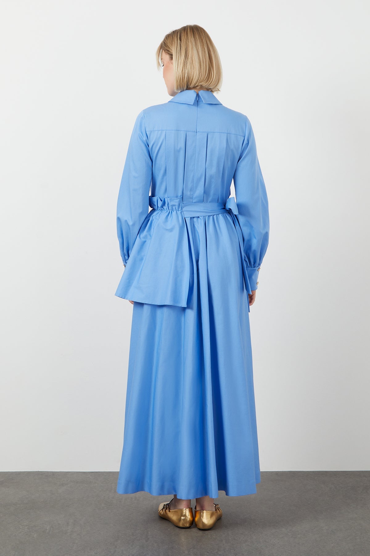 Blue Button-Detail Maxi Dress