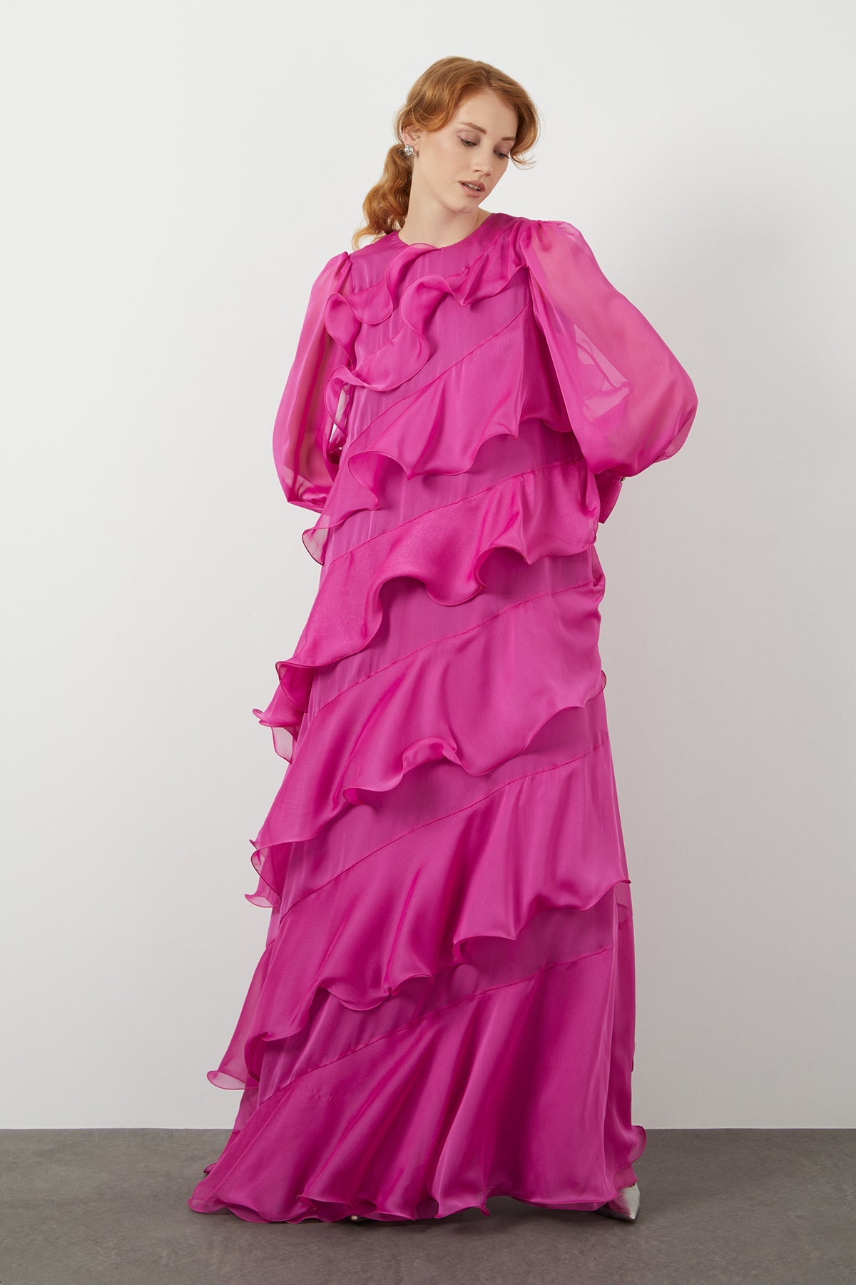 Pink Asymmetric Maxi Dress