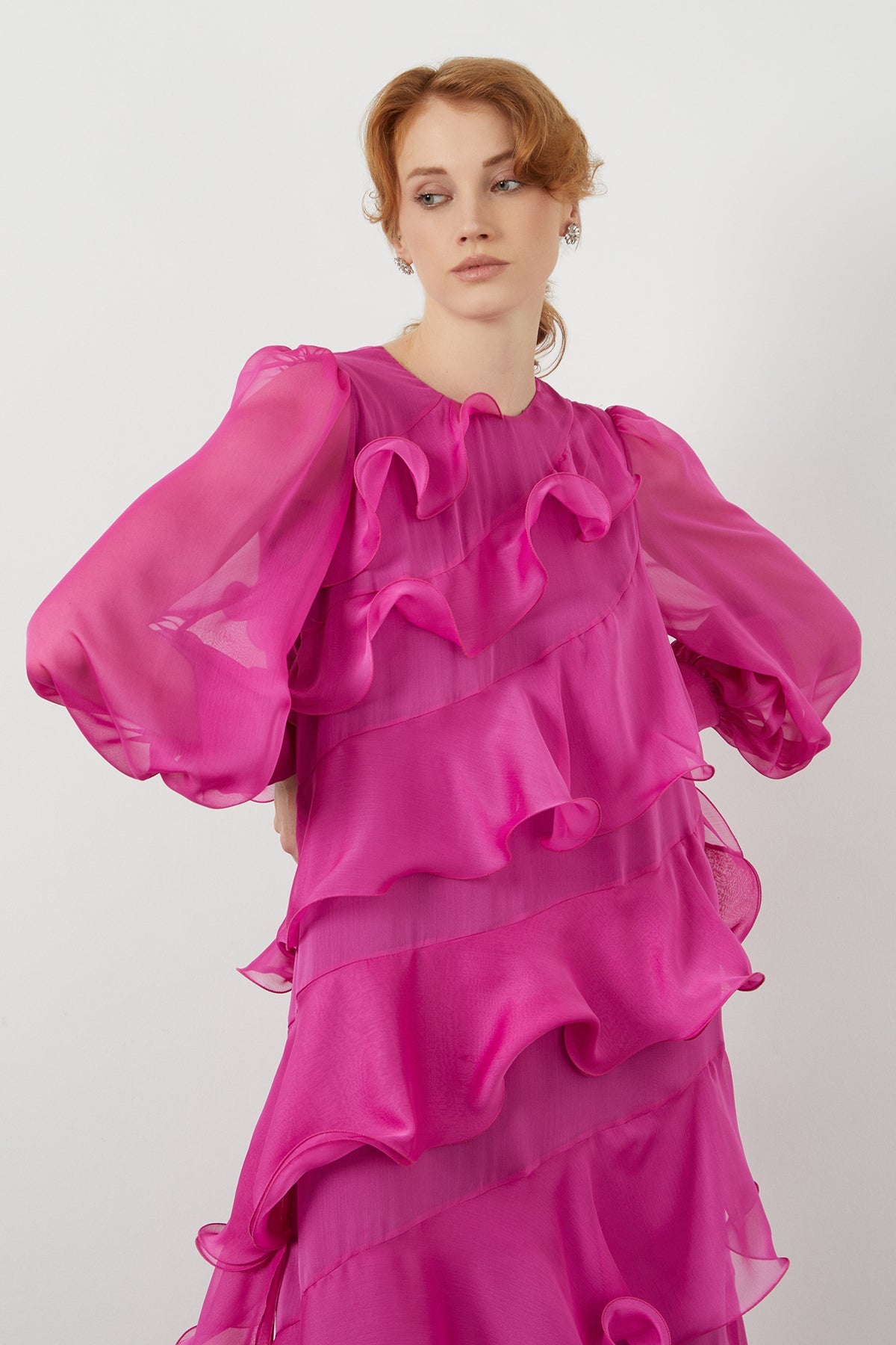 Pink Asymmetric Maxi Dress