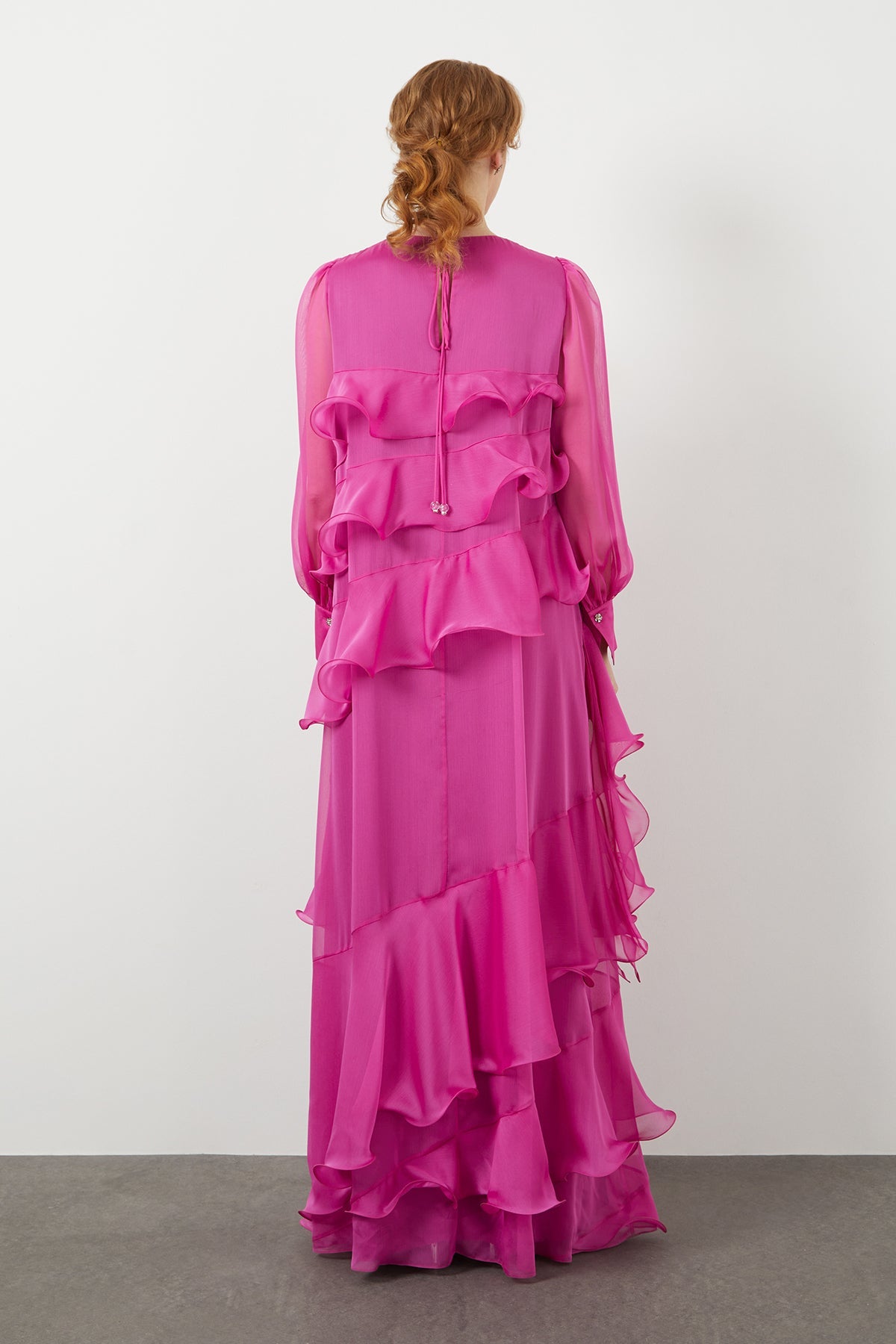 Pink Asymmetric Maxi Dress