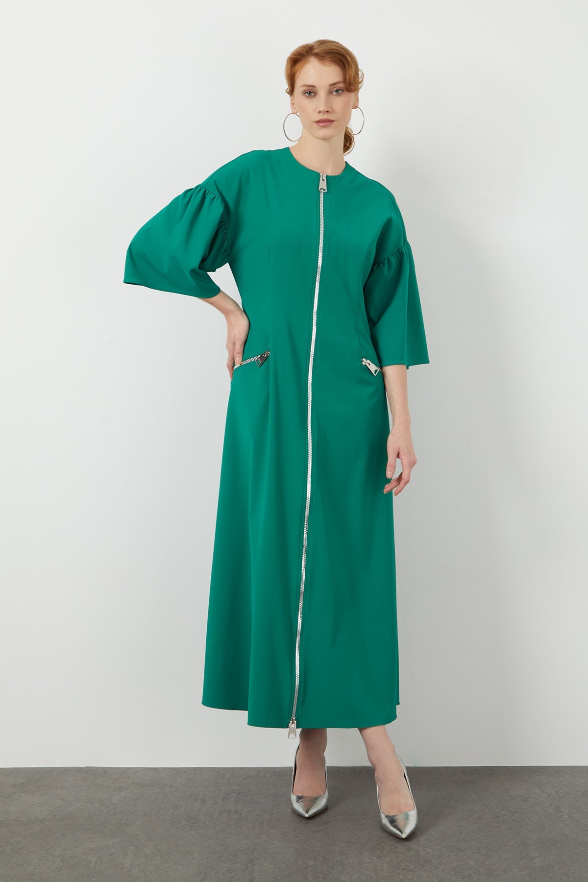 Green Pocketed Midi Dress