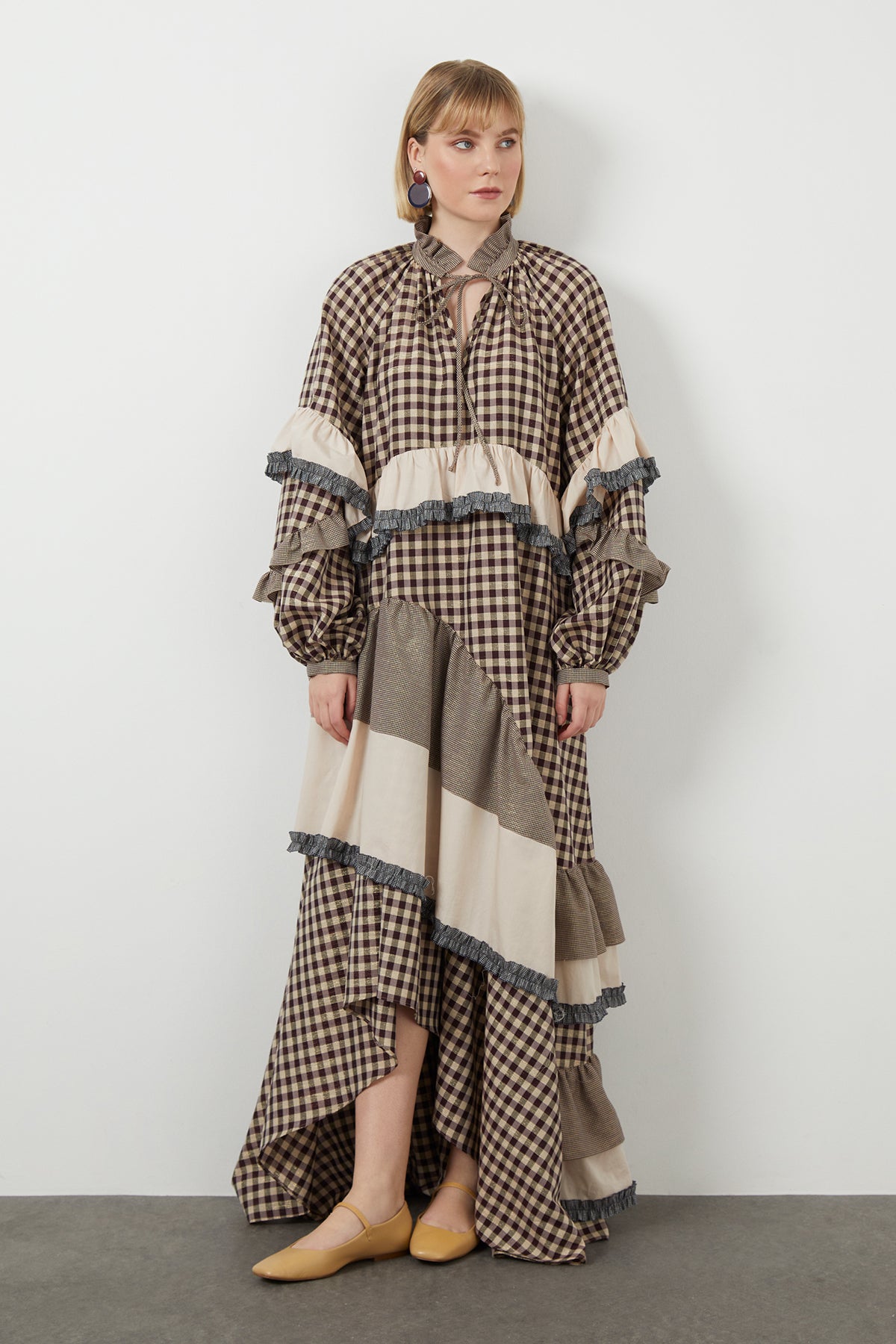 Red Tie-Neck Maxi Dress