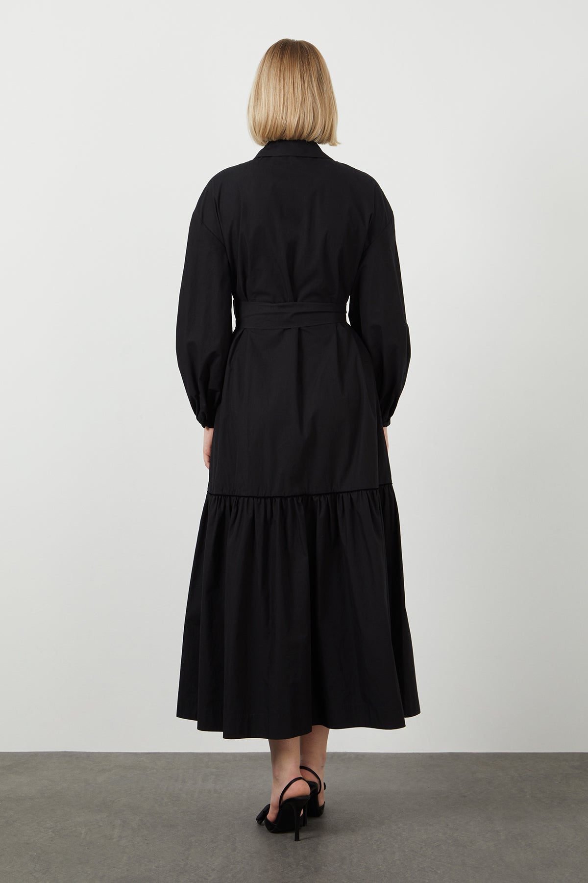 Black Button-Detail Midi Dress