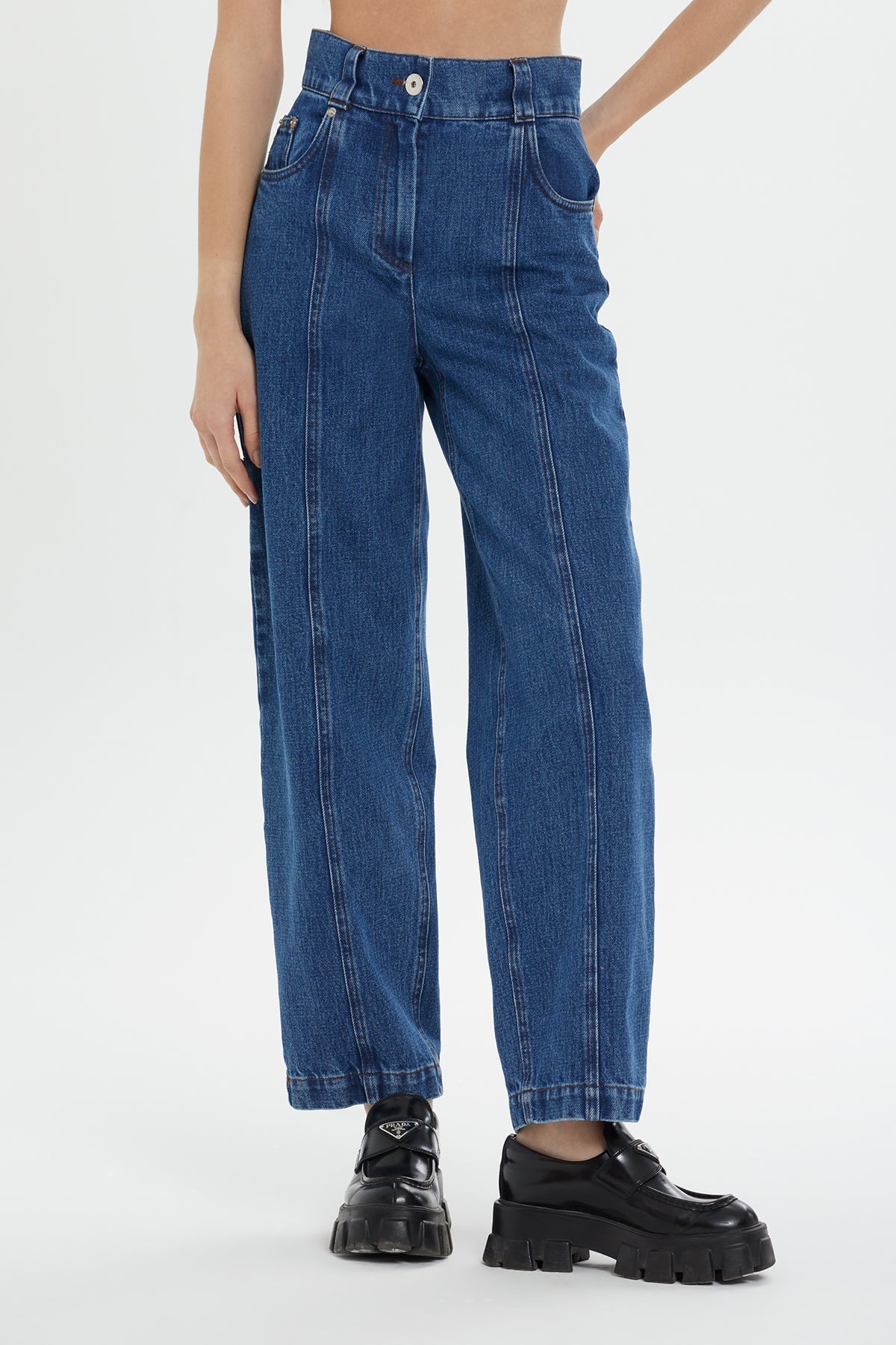 Navy High-Waist Mom Jeans