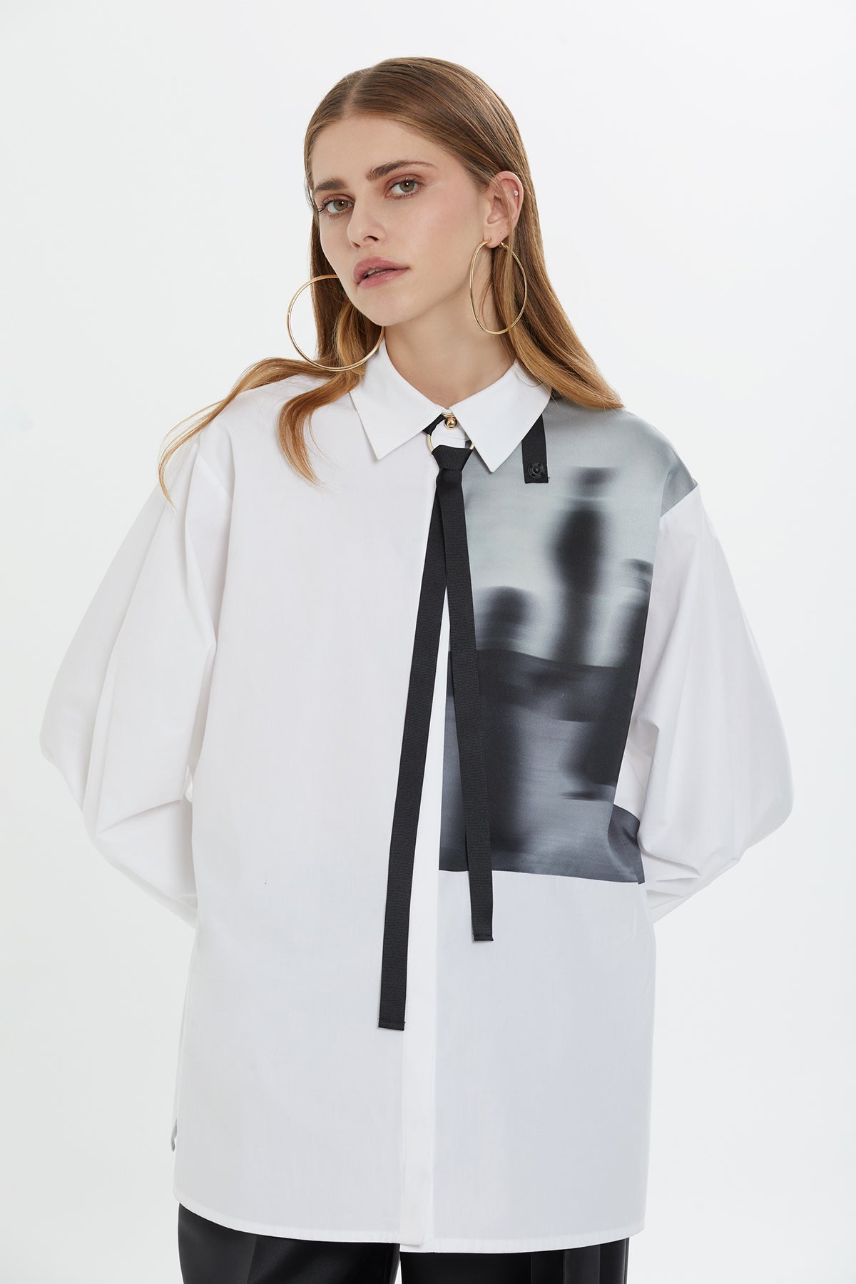 White Printed Cotton Shirt