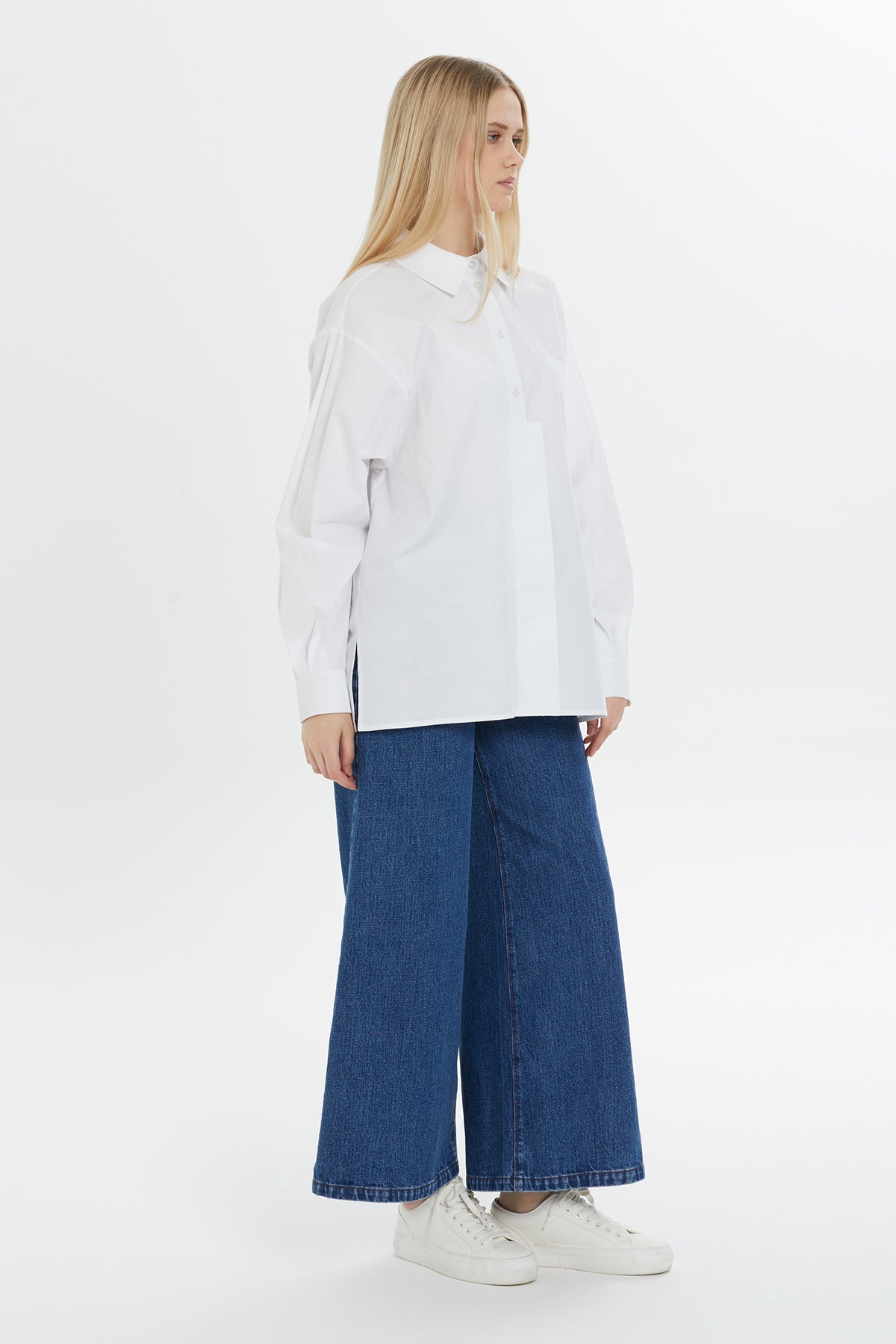 White Slit-Detail Cotton Shirt