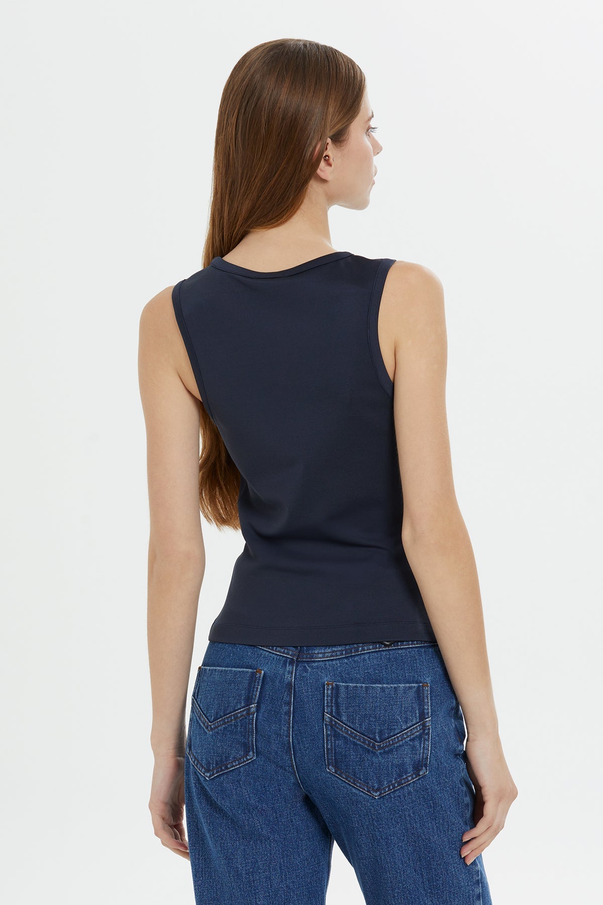 Navy Logo Detail Sleeveless Classic Tank